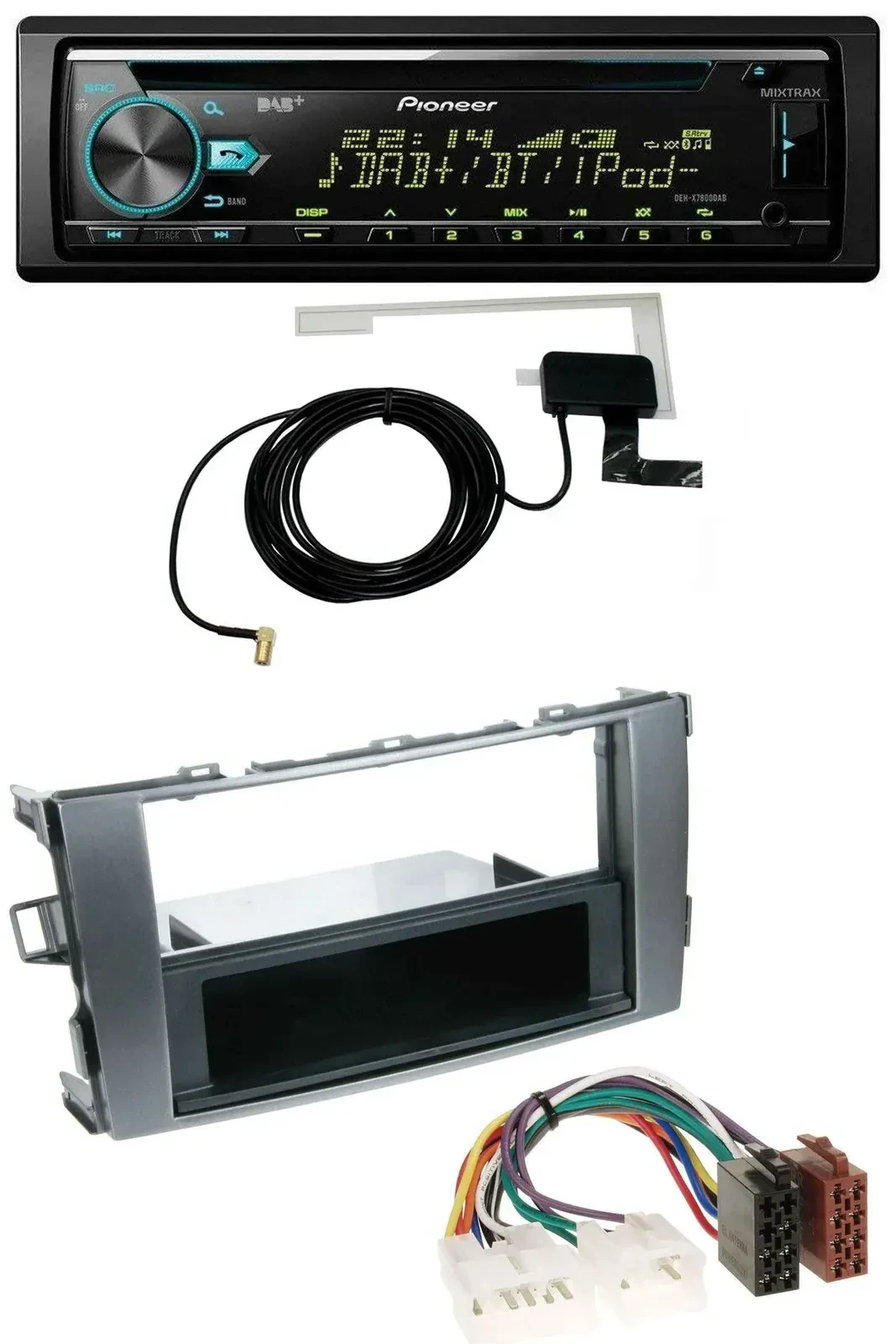 Автомагнитола для Toyota Auris 2007–2012 Pioneer MP3 CD USB AUX DAB, антрацитово-серая