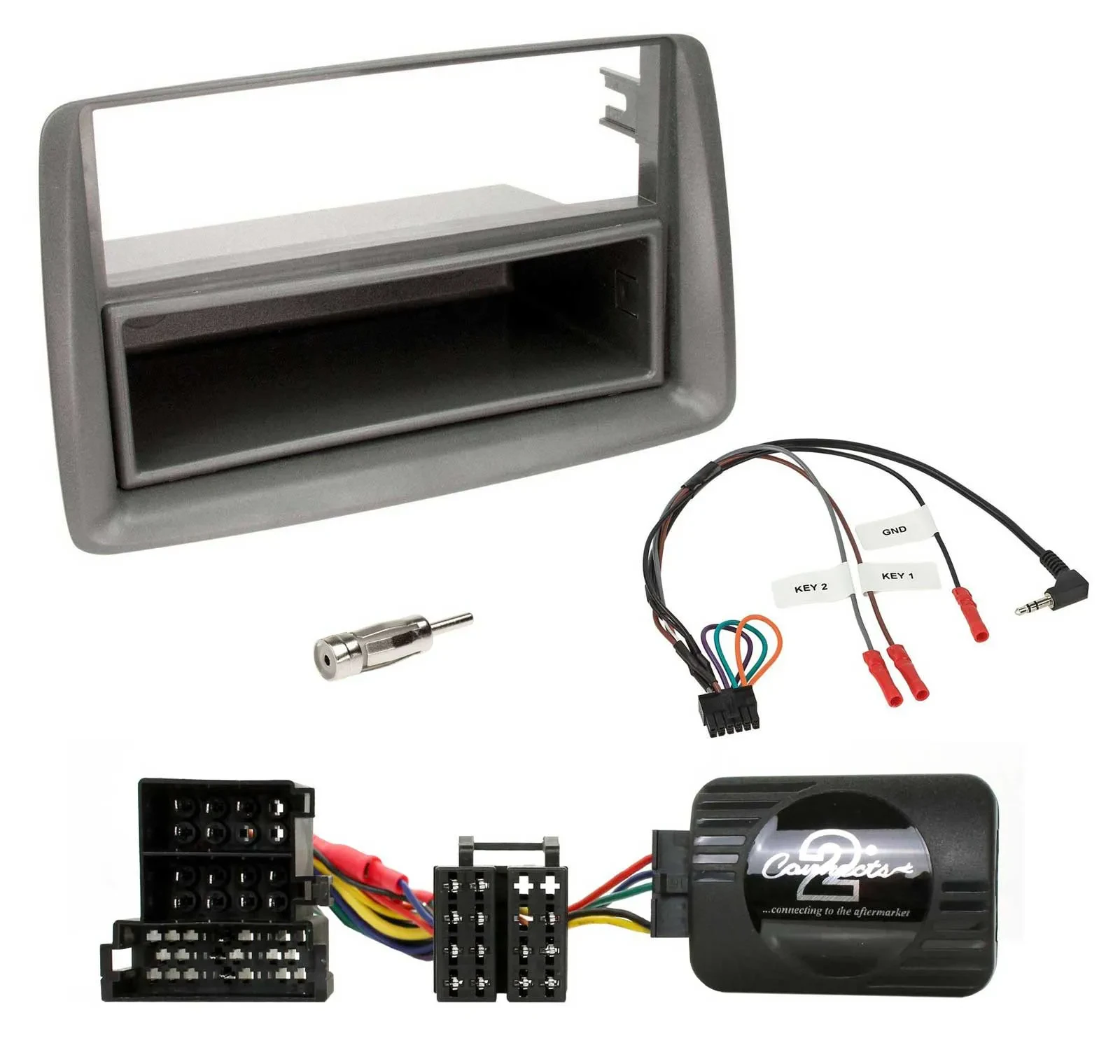 Radioset Lenkradadapter DIN Autoradio für Alfa GT 147 Ablage silber