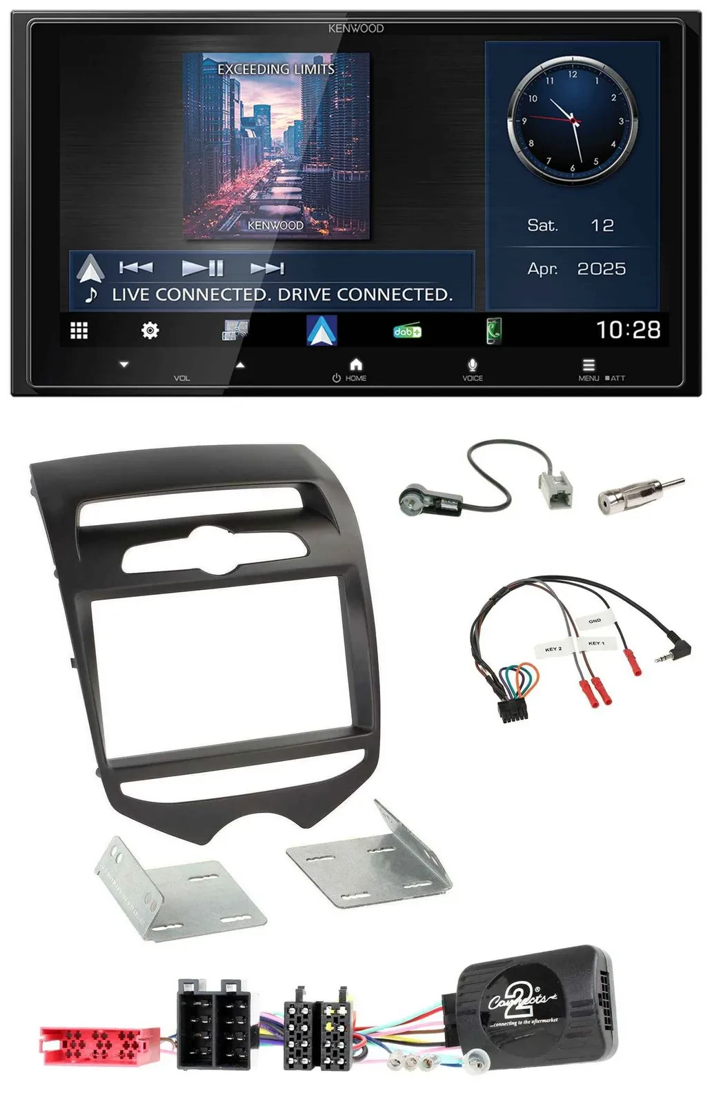Kenwood Bluetooth 2DIN USB DAB Lenkrad Autoradio für Hyundai ix20 ab 2010 man. K