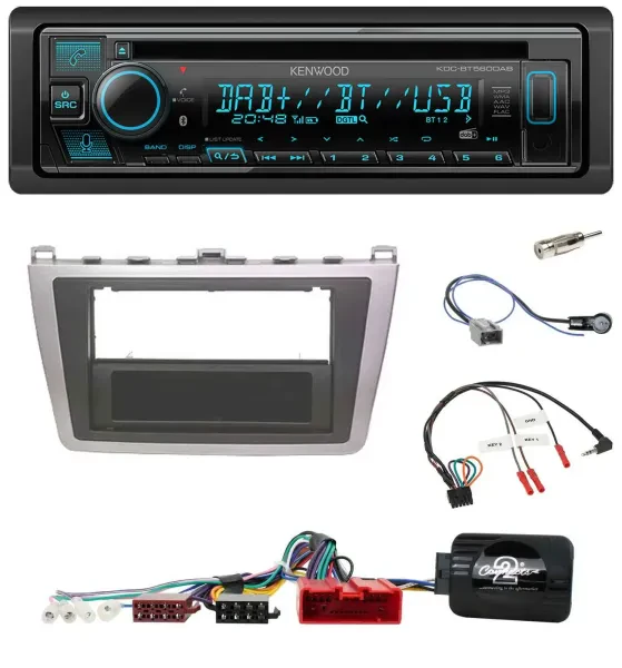 Kenwood Bluetooth DAB CD Lenkrad USB Autoradio für Mazda 6 08-12 silber schwarz