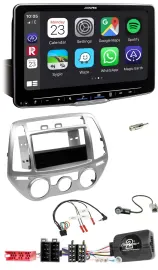 Автомагнитола Alpine Bluetooth USB DAB для Hyundai i20 (2012–2014) серебристая, поддержка управления на руле