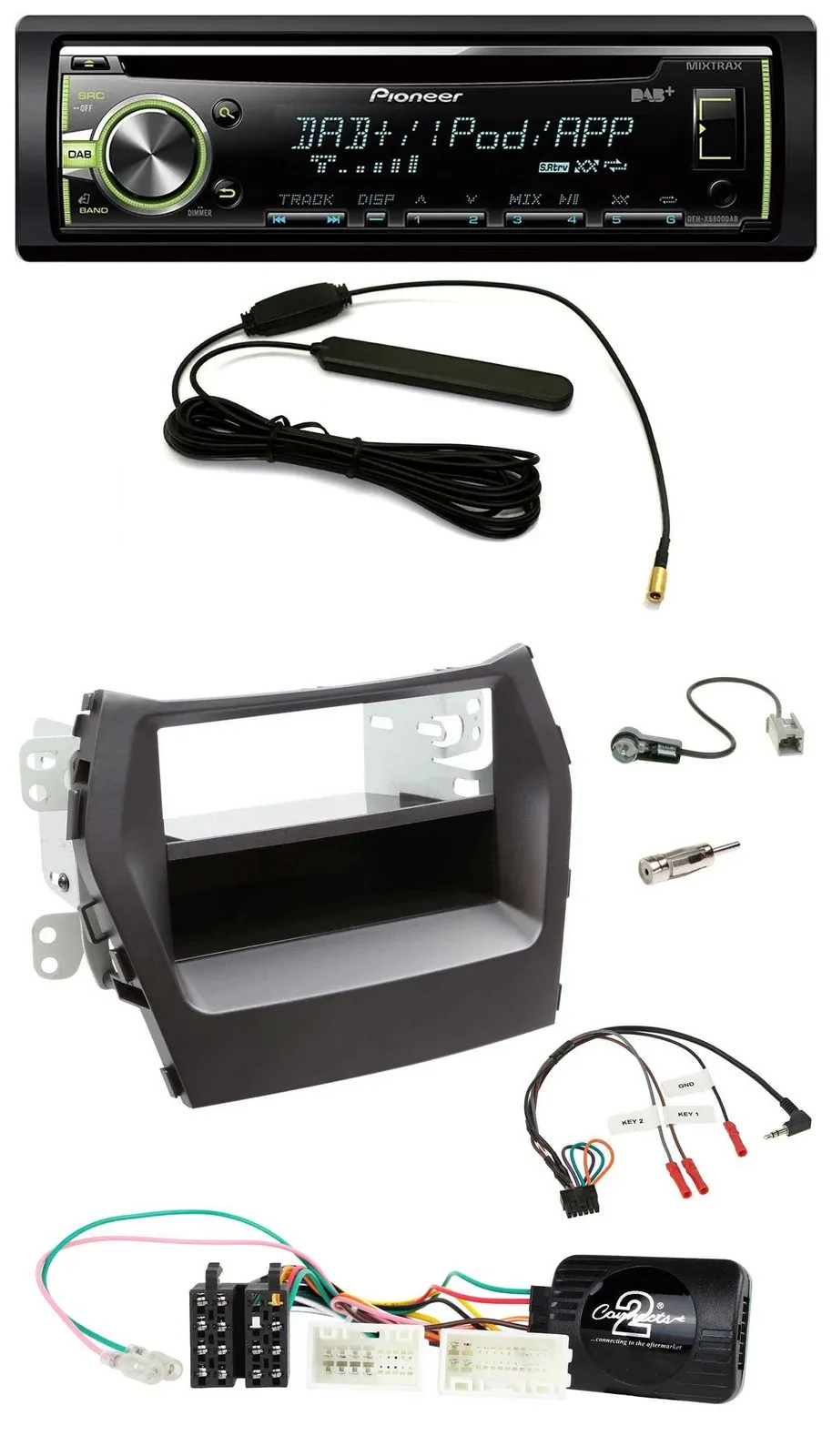 Pioneer MP3 USB CD DAB Lenkrad Autoradio für Hyundai Santa Fe ab 2012 schwarz