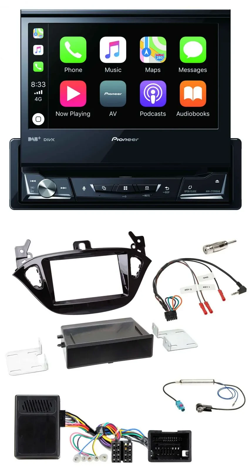Pioneer DVD Bluetooth DAB USB Lenkrad Autoradio für Opel Adam ab 2013 Corsa E Ab