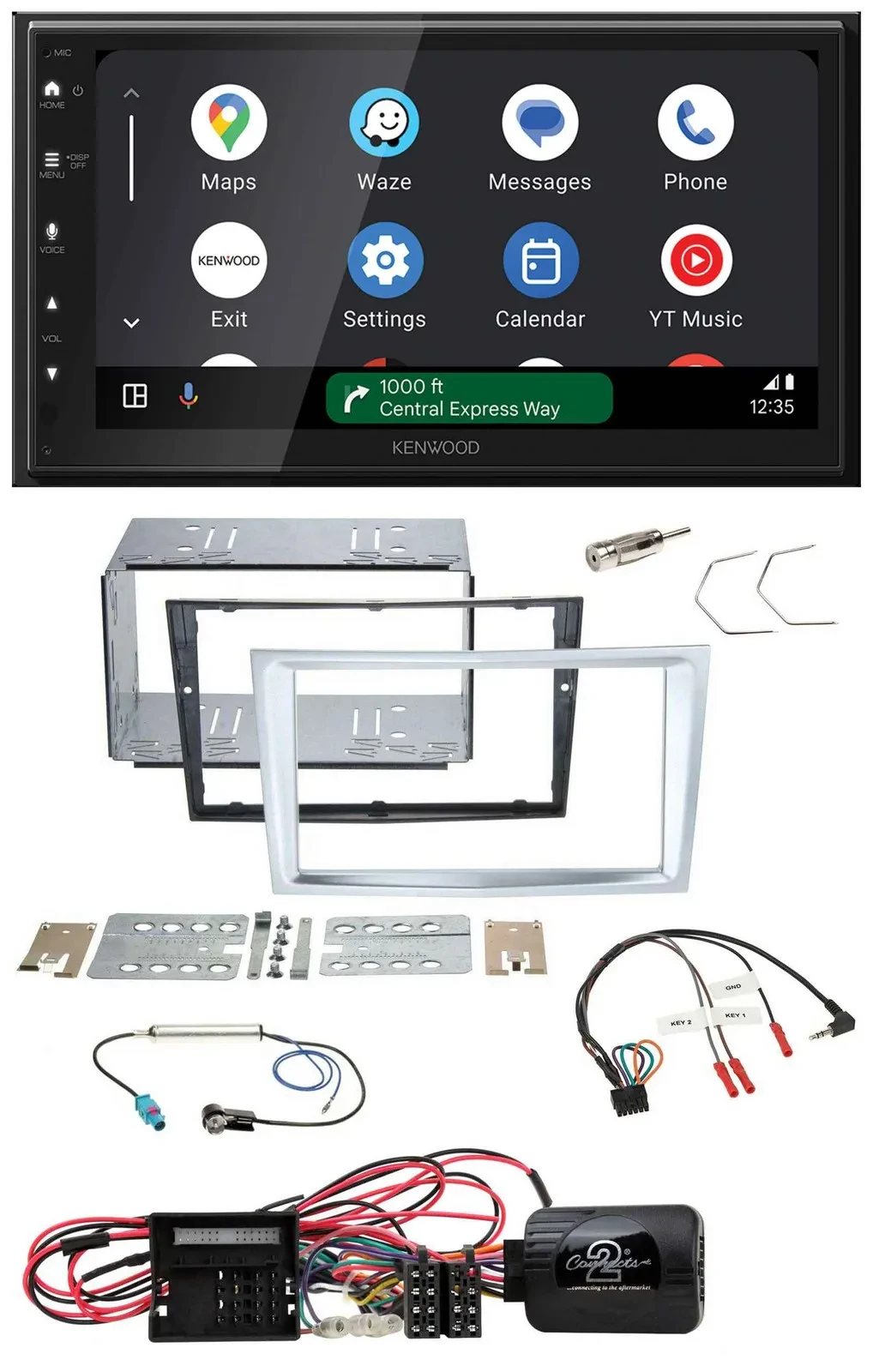 Автомагнитола Kenwood 2DIN, DAB, Bluetooth, USB, для Opel Corsa D, матовый хром (с 2009 г.)