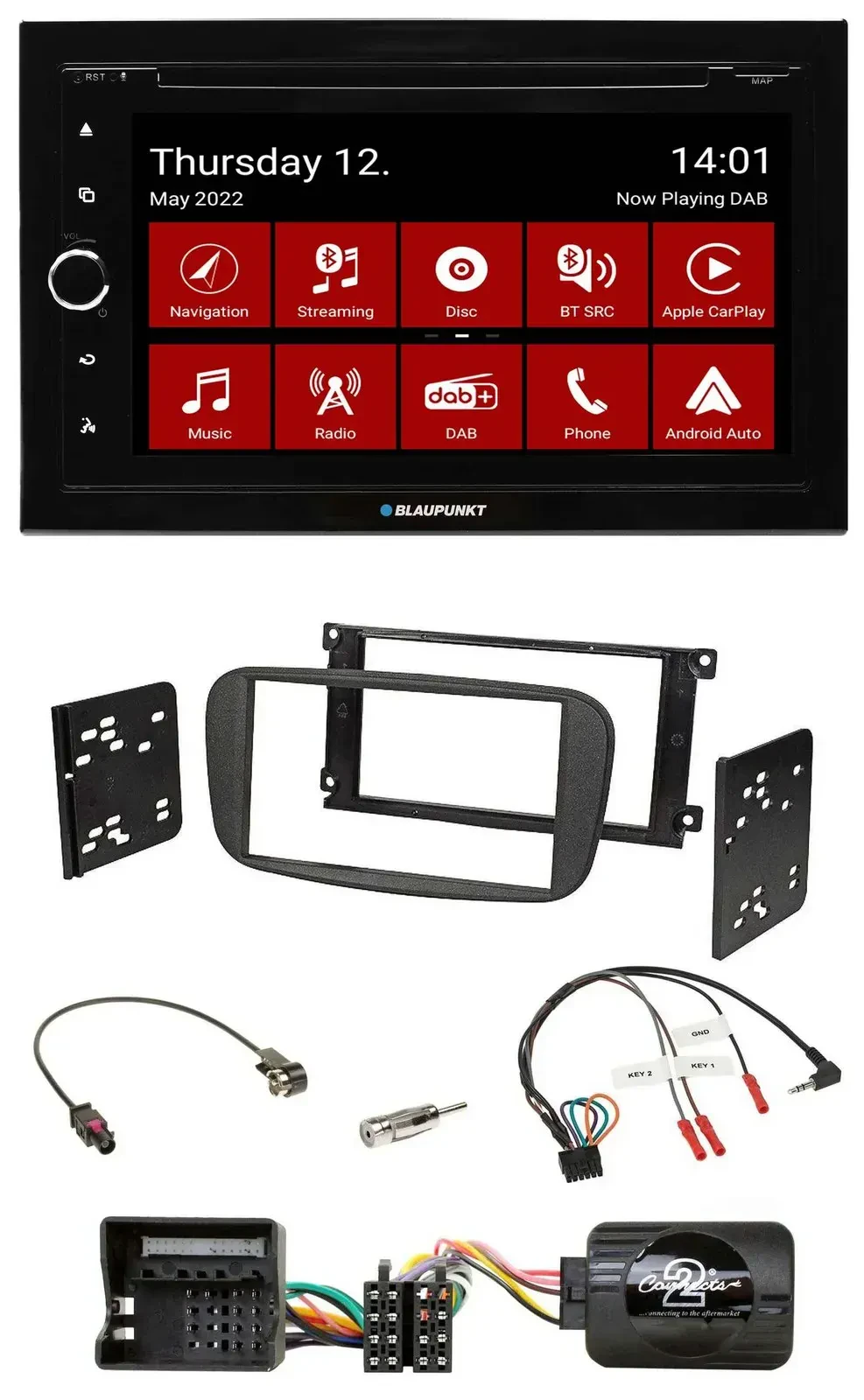 Blaupunkt 2DIN Lenkrad Bluetooth USB TMC DAB Navigation für Ford S-Max Mondeo 20