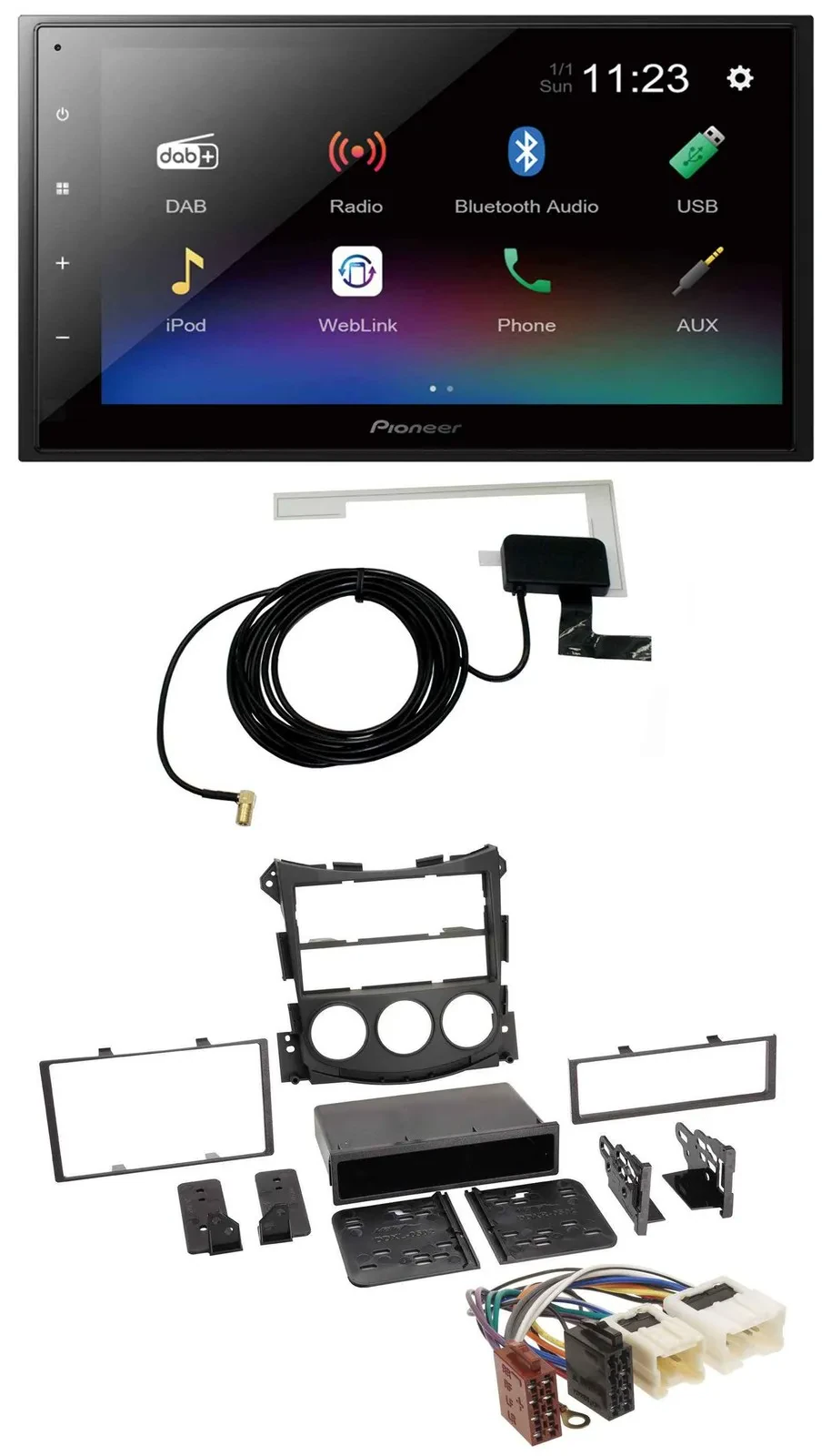 Автомагнитола для Nissan 370Z Pioneer DAB, MP3, Bluetooth, USB, 2 DIN
