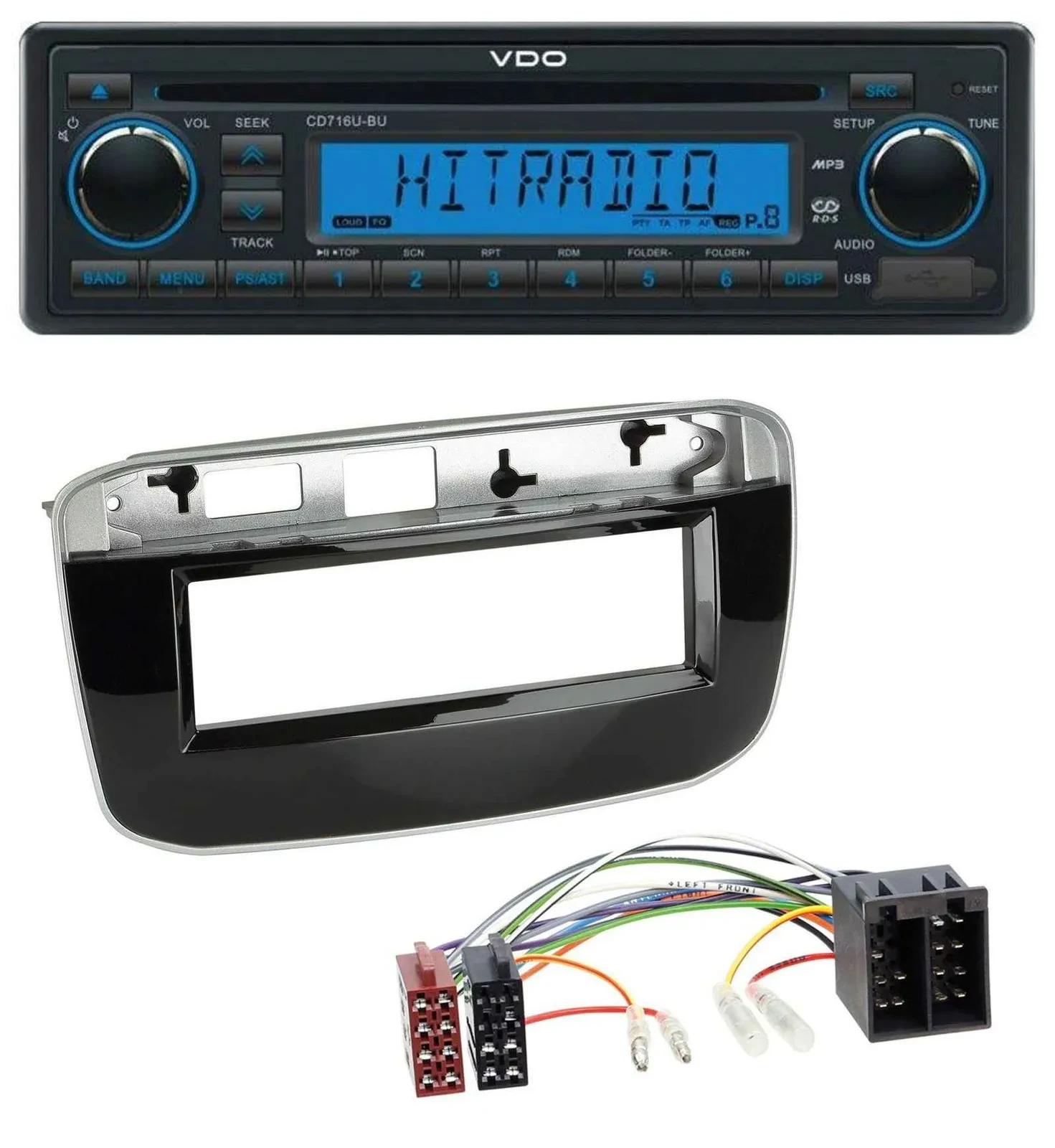 VDO AUX MP3 1DIN CD USB Autoradio für Fiat Punto Punto Evo (ab 2011)