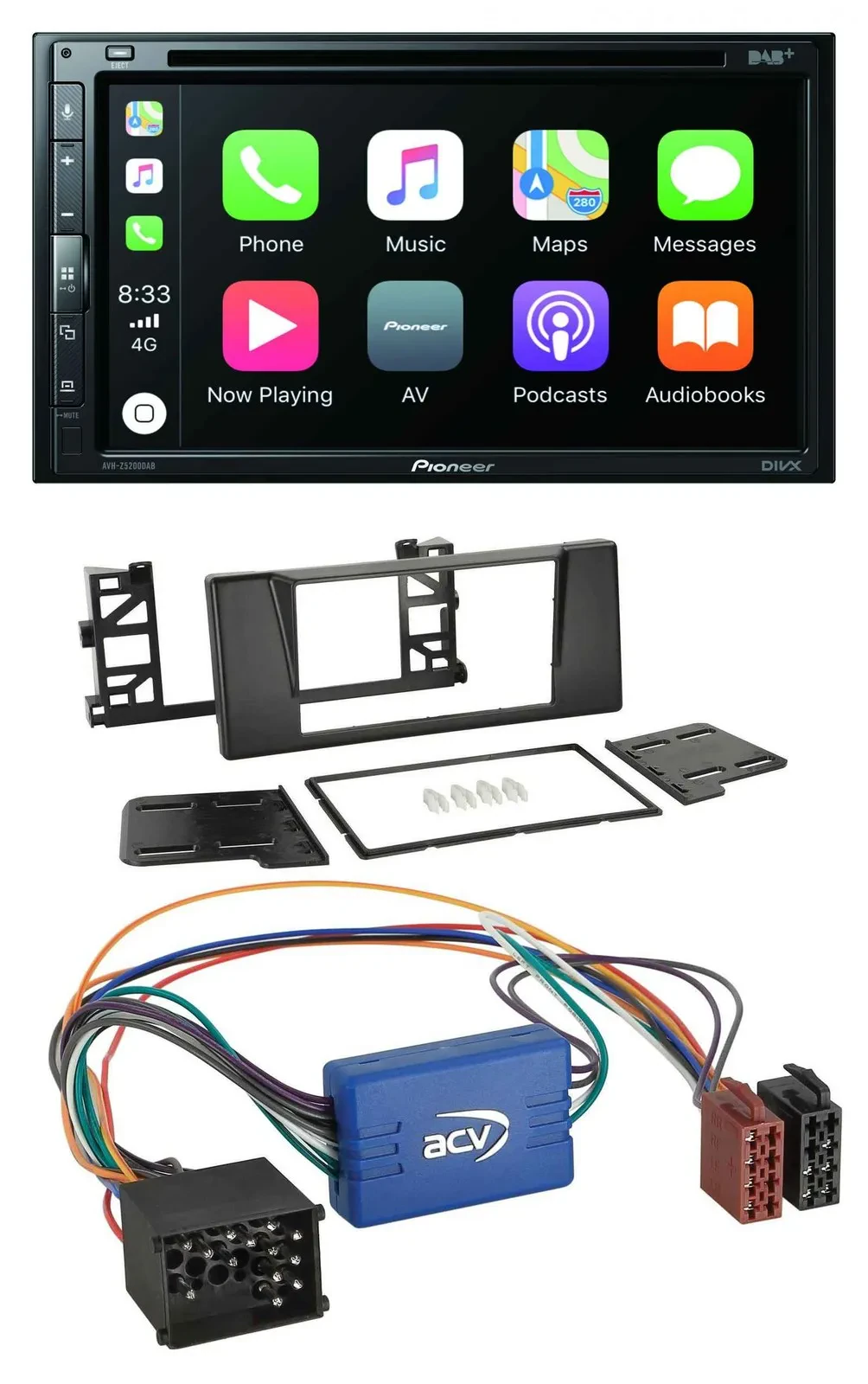 Pioneer DVD 2DIN MP3 DAB Bluetooth USB Autoradio für BMW X5 E53 5er E39 Rundpin