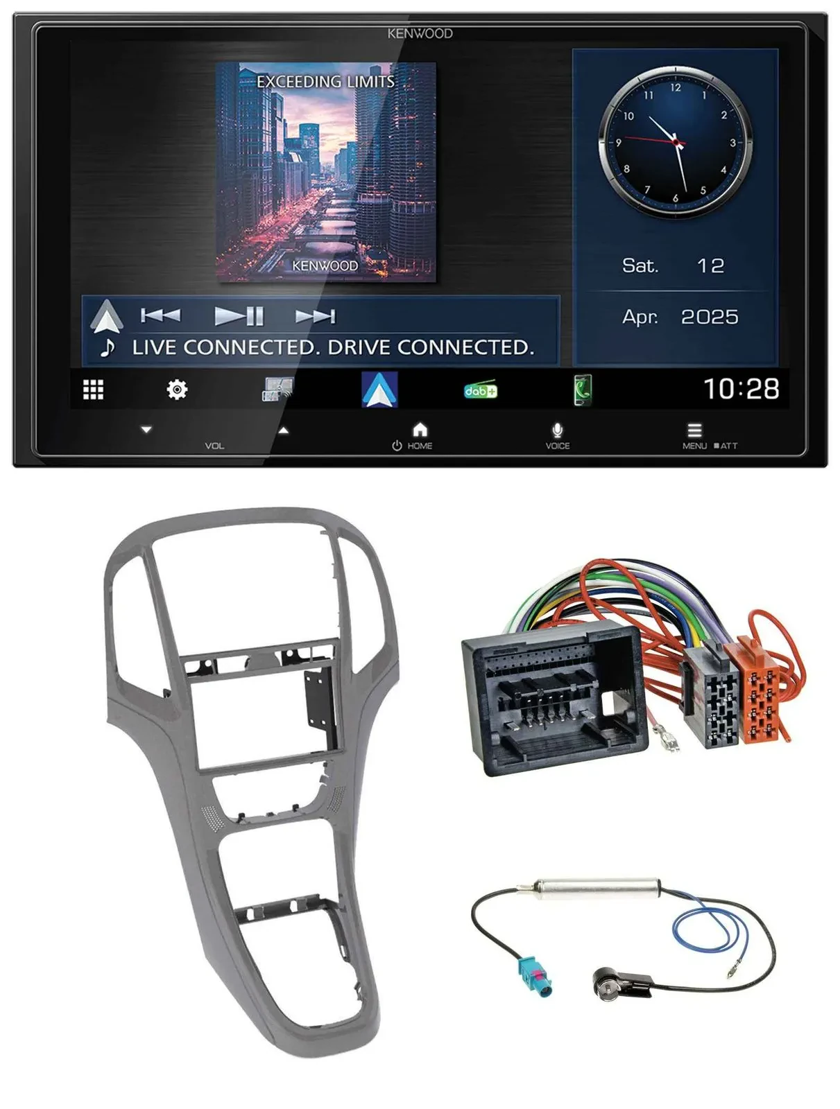 Kenwood Bluetooth 2DIN USB DAB MP3 Autoradio für Opel Astra J ab 09 Titangrau