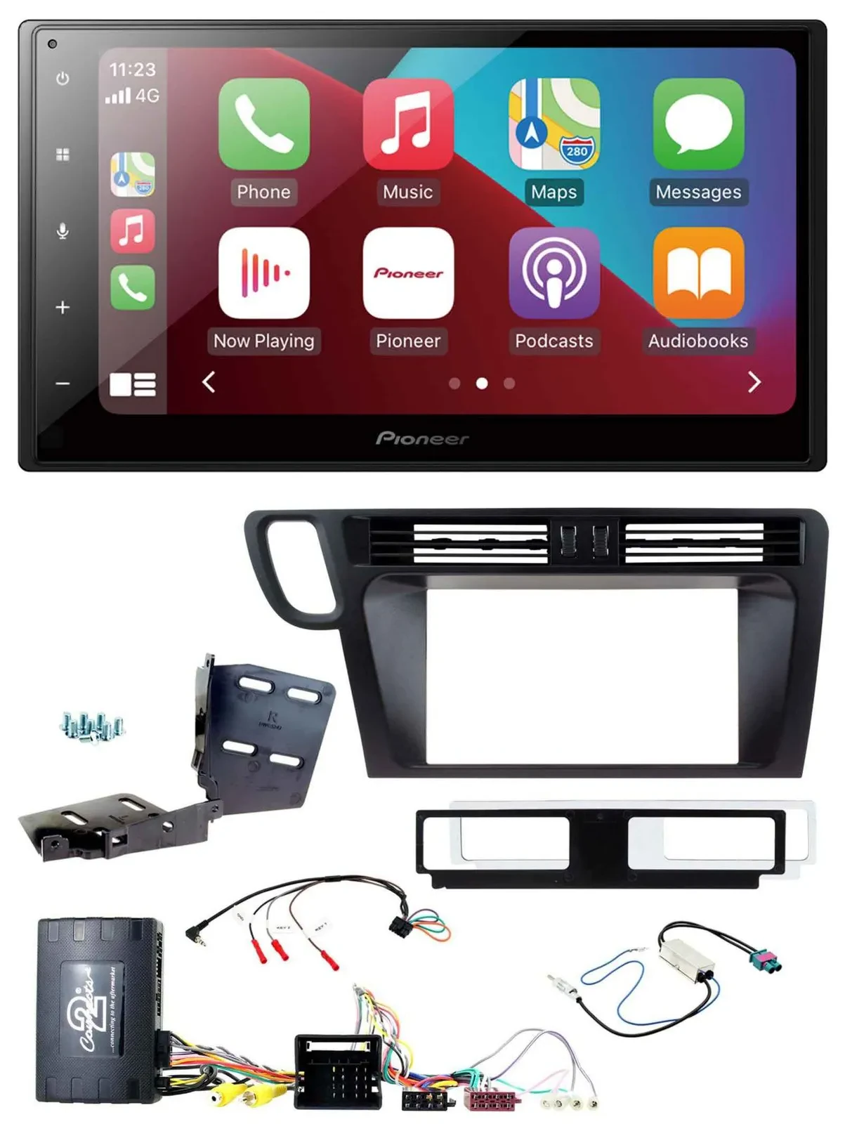 Автомагнитола Pioneer 2-DIN, Bluetooth, DAB, USB для Audi Q5 8R (2008–2017) с адаптером управления на руле