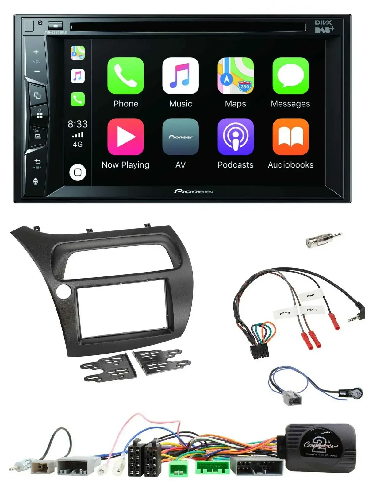 Автомагнитола для Honda Civic Pioneer 2-DIN USB DVD Bluetooth DAB (2006–2012)