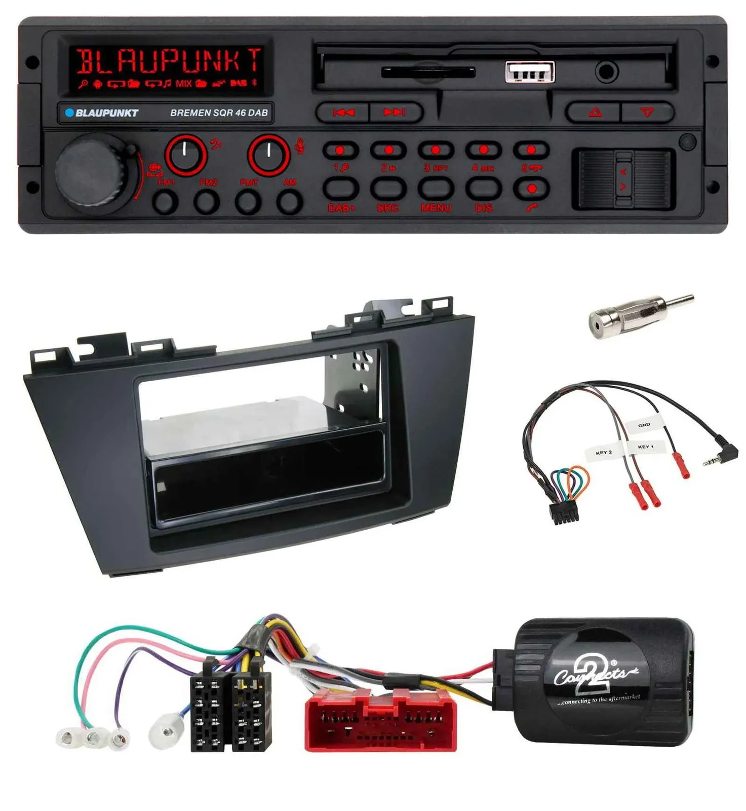 Автомагнитола для Mazda 5 (2010–2015) Blaupunkt USB, Bluetooth, DAB, SD, с поддержкой кнопок на руле