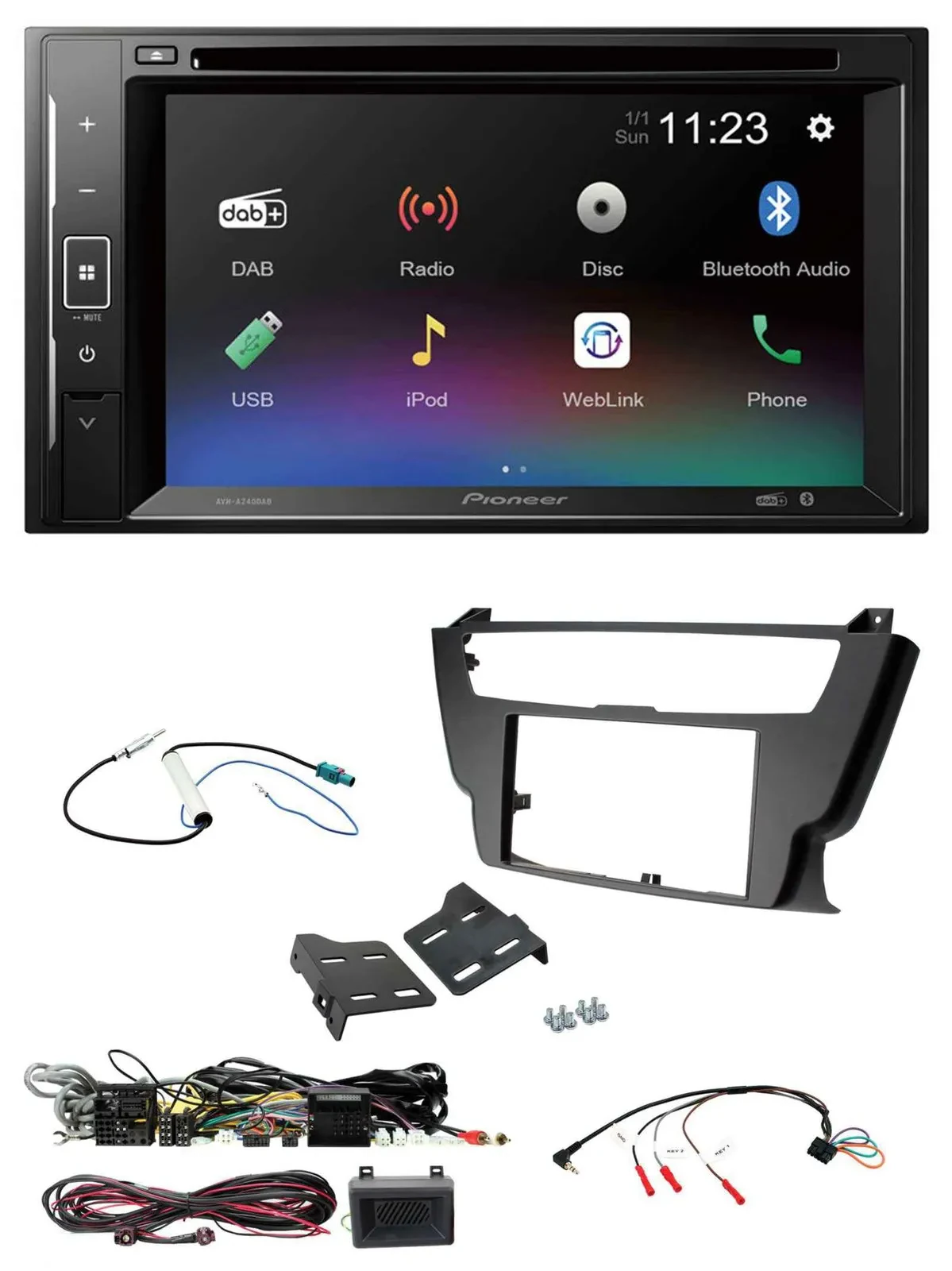 Автомагнитола Pioneer 2DIN Bluetooth USB DAB DVD для BMW 3/4 (2012–2016)