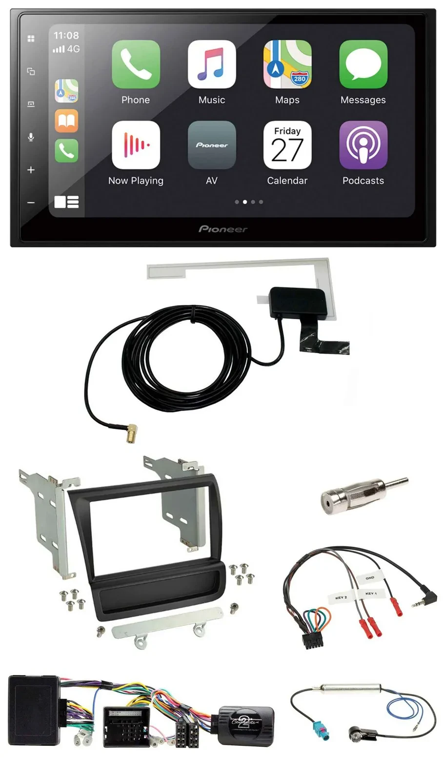 Pioneer USB Lenkrad 2DIN Bluetooth DAB Autoradio für Audi R8 42 2006-2015