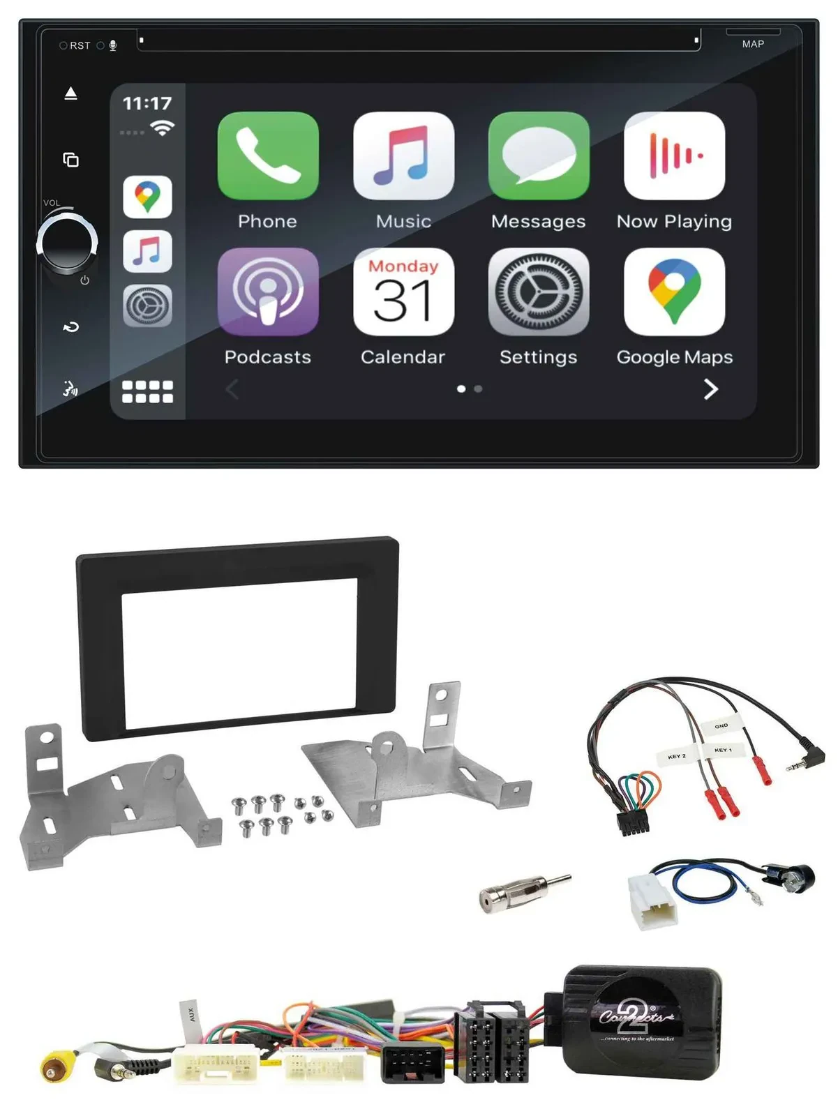 Blaupunkt DAB Lenkrad TMC Bluetooth USB 2DIN Navigation für Toyota Aygo ab 22 AB