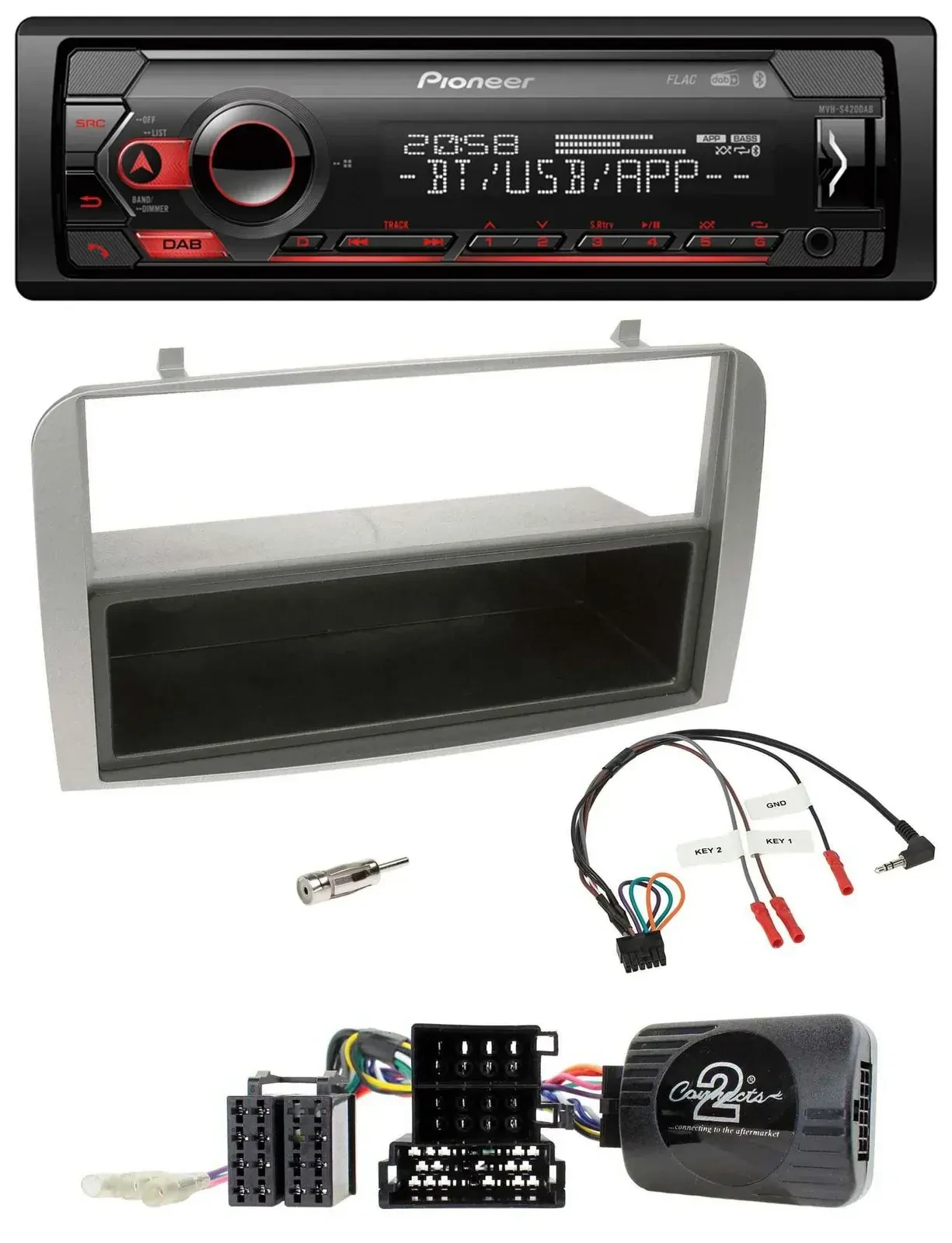 Автомагнитола Pioneer USB DAB Bluetooth для Alfa Romeo GT/147 (2007–2010), серебристая