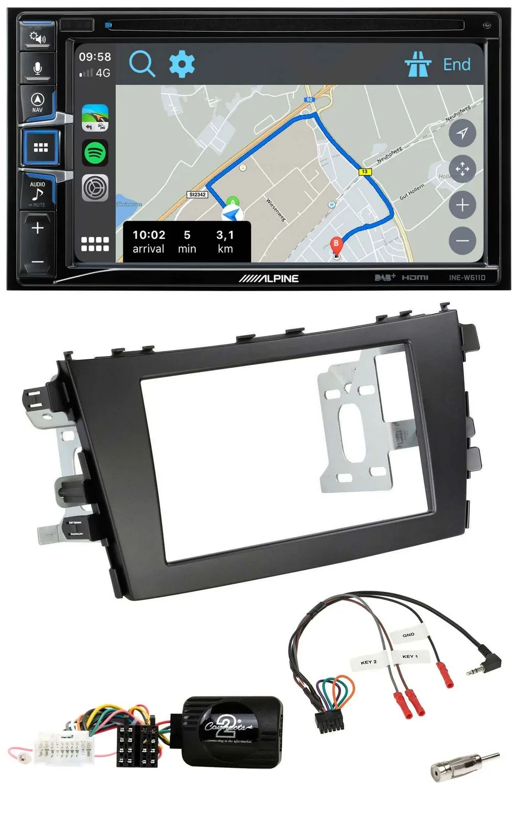 Alpine DAB TMC Bluetooth 2DIN USB Lenkrad Navigation für Suzuki Celerio LF ab 20