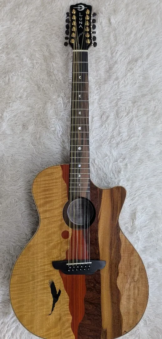 Luna Guitars Luna Vista Eagle 12 String  Tropical Wood Acoustic Electric Guitar w/Hard Case