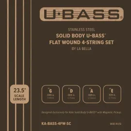 KALA U-Bass Solid Body Flatwound String Set, 4-String (by La Bella)