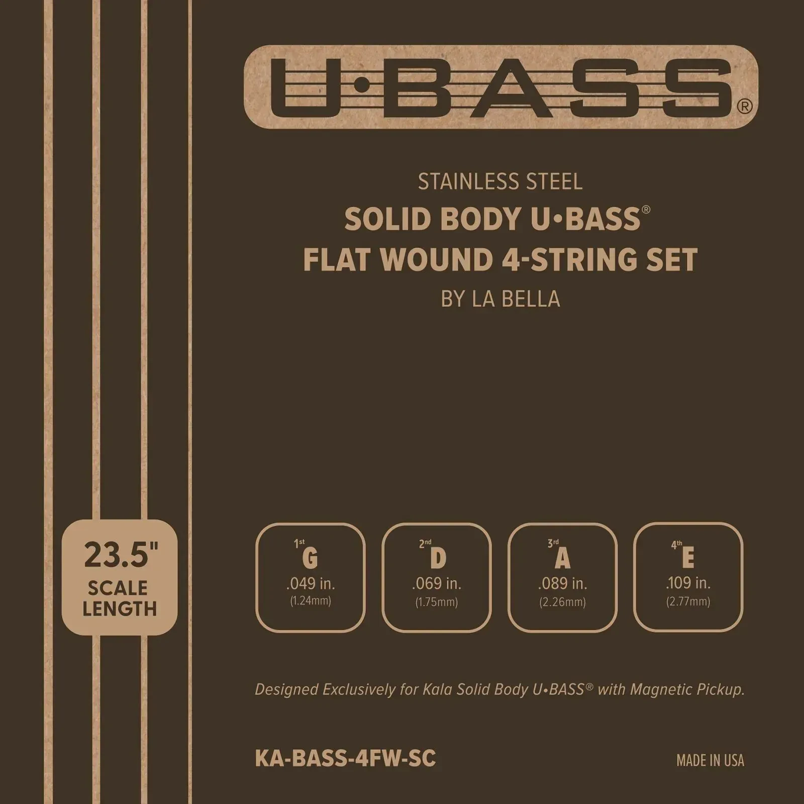 Струны для укулеле KALA KA STR UB METAL 4 FS U-Bass Flatwound