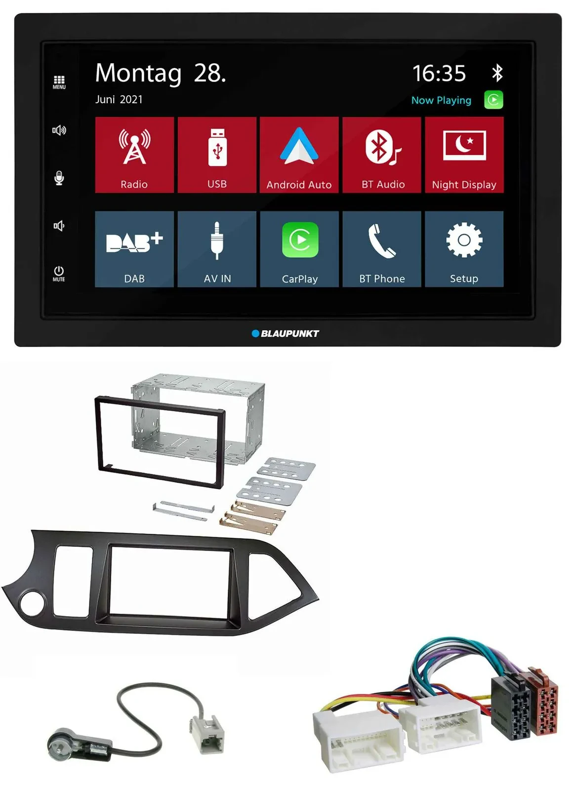 Blaupunkt MP3 Bluetooth DAB 2DIN USB Autoradio für Kia Picanto ab 11 Start-Stop