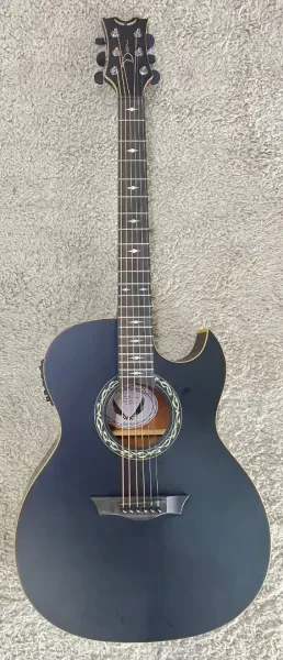 Dean Exhibition EX BKS Black Satin Thinline Acoustic Electric Cutaway Guitar