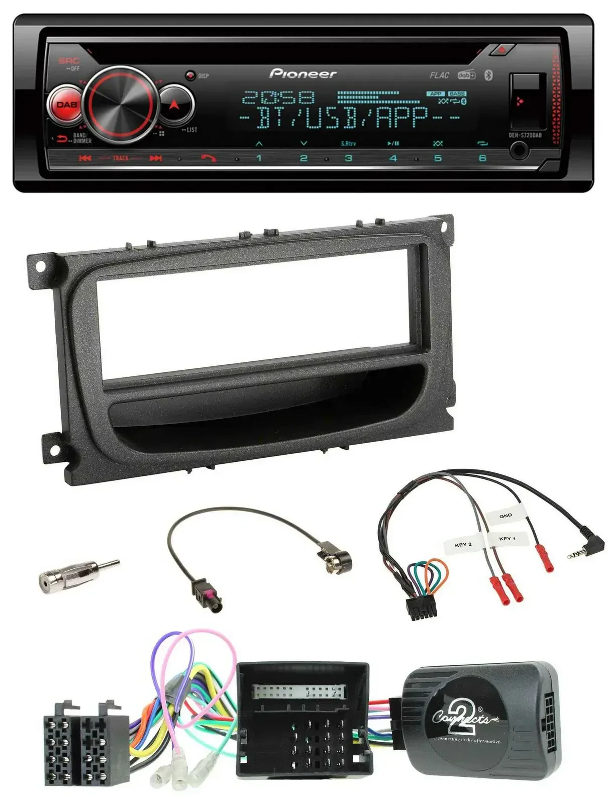 Автомагнитола для Ford Mondeo/S-Max 2007–2014 Pioneer DAB, CD, Bluetooth, USB, поддержка кнопок на руле, CAN