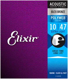 Струны для акустической гитары Elixir Polyweb 11000 10-47, бронза