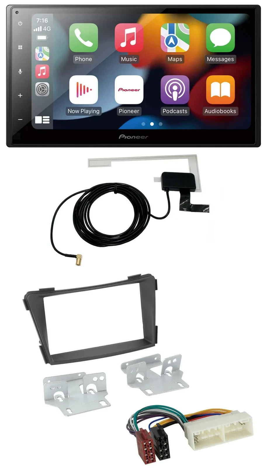 Автомагнитола Pioneer 2 DIN, MP3, USB, Bluetooth, DAB, для Hyundai i40 (VF, с 2016), чёрный