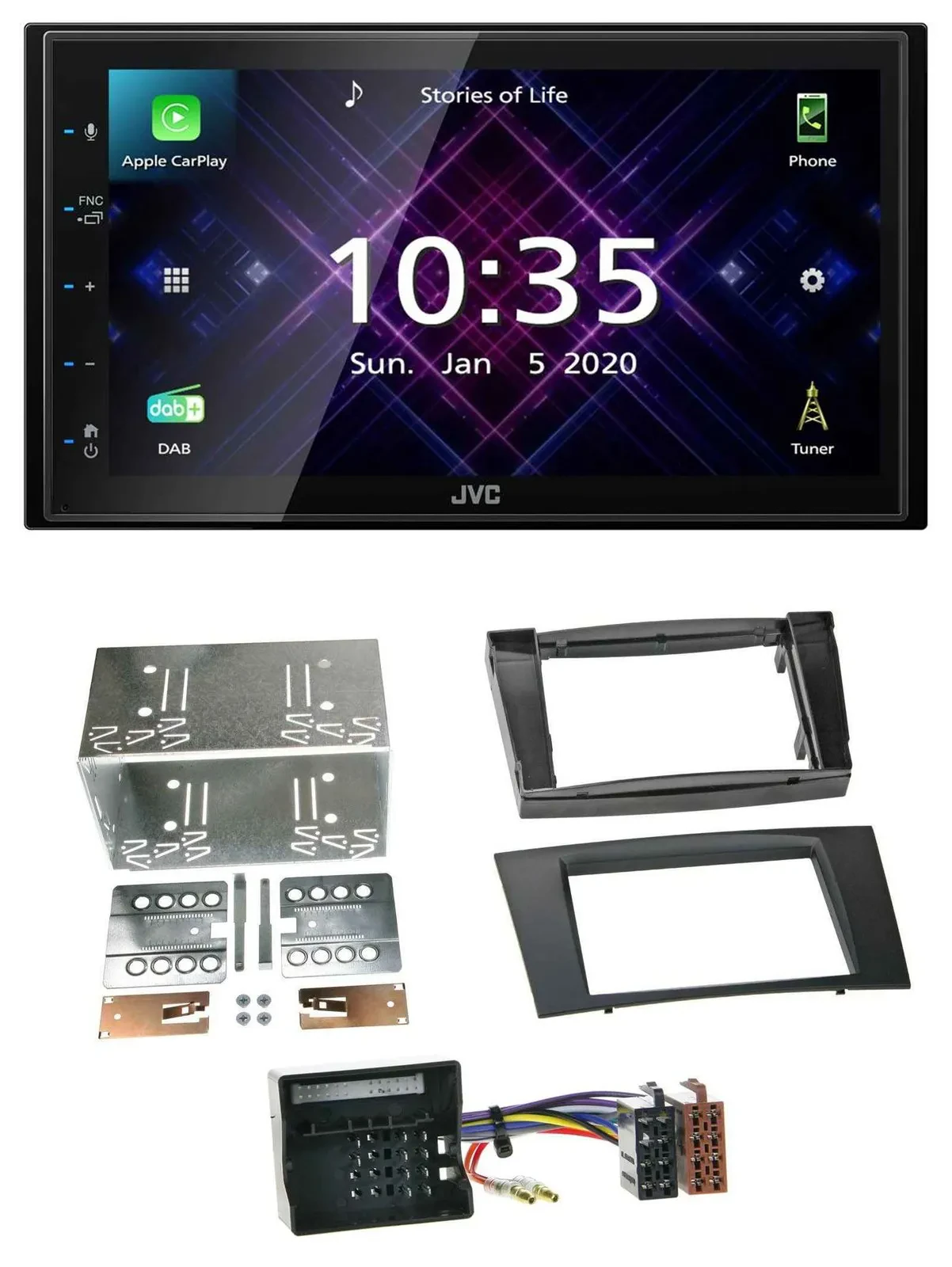 JVC DAB 2DIN MP3 Bluetooth USB Autoradio für Mercedes E-Klasse S211 03-09 Rubber