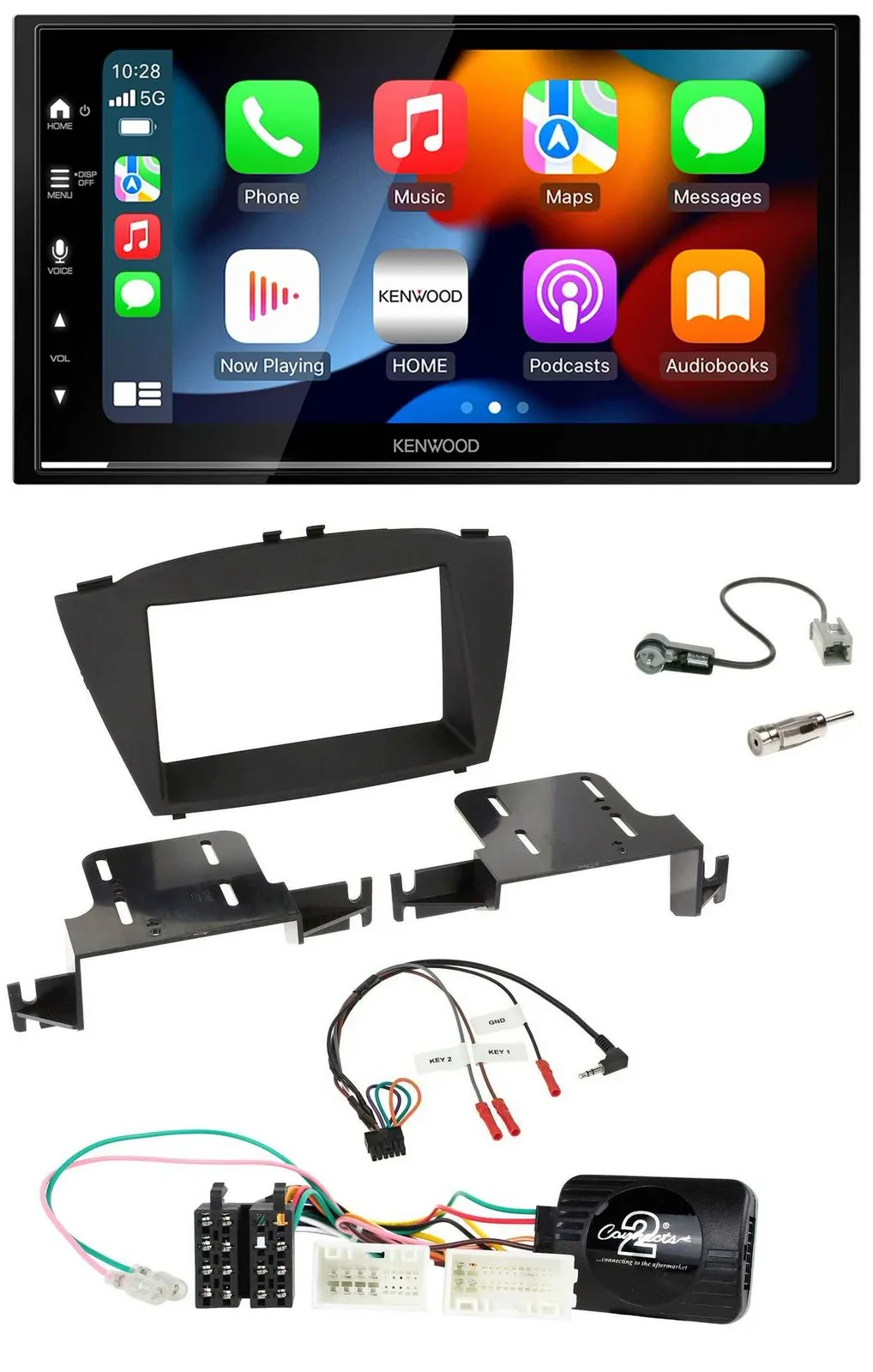 Автомагнитола Kenwood 2DIN DAB USB Bluetooth для Hyundai ix35 (с 2013) с поддержкой управления с руля