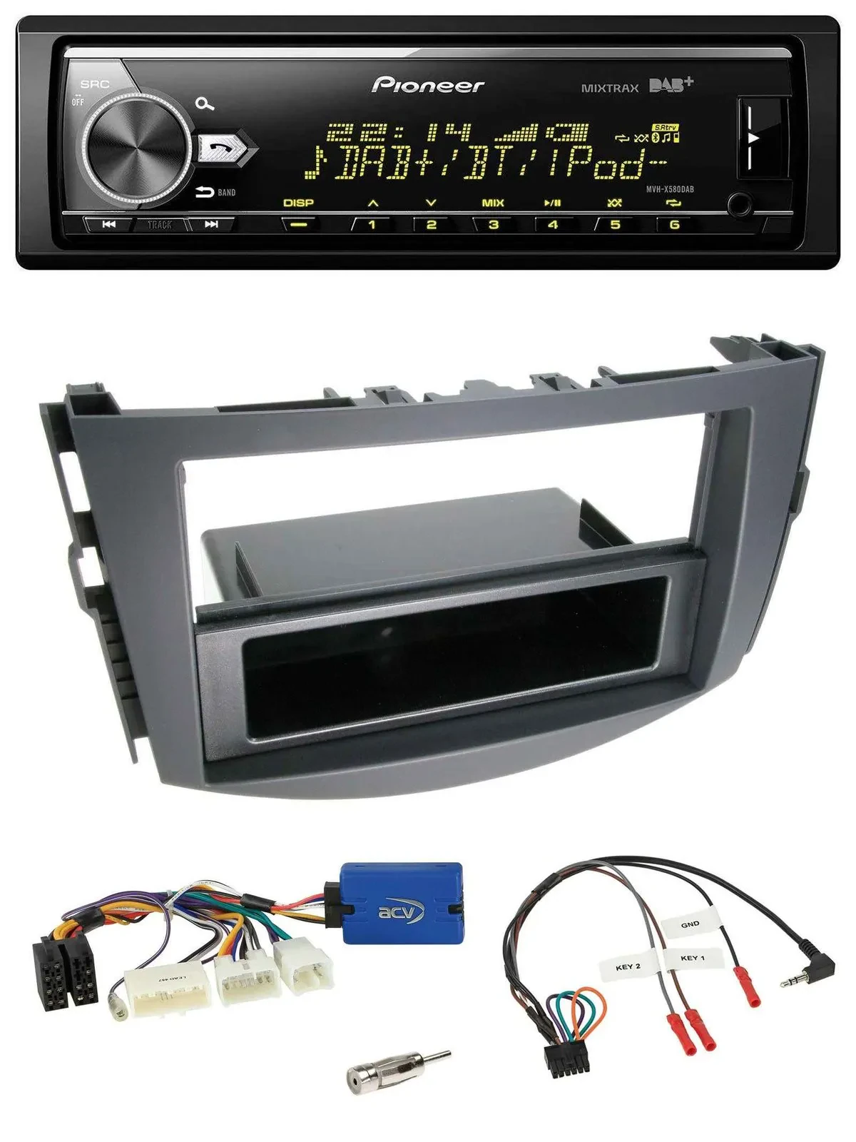 Автомагнитола для Toyota RAV4 (2011–2013) Pioneer Bluetooth, USB, DAB, поддержка кнопок на руле