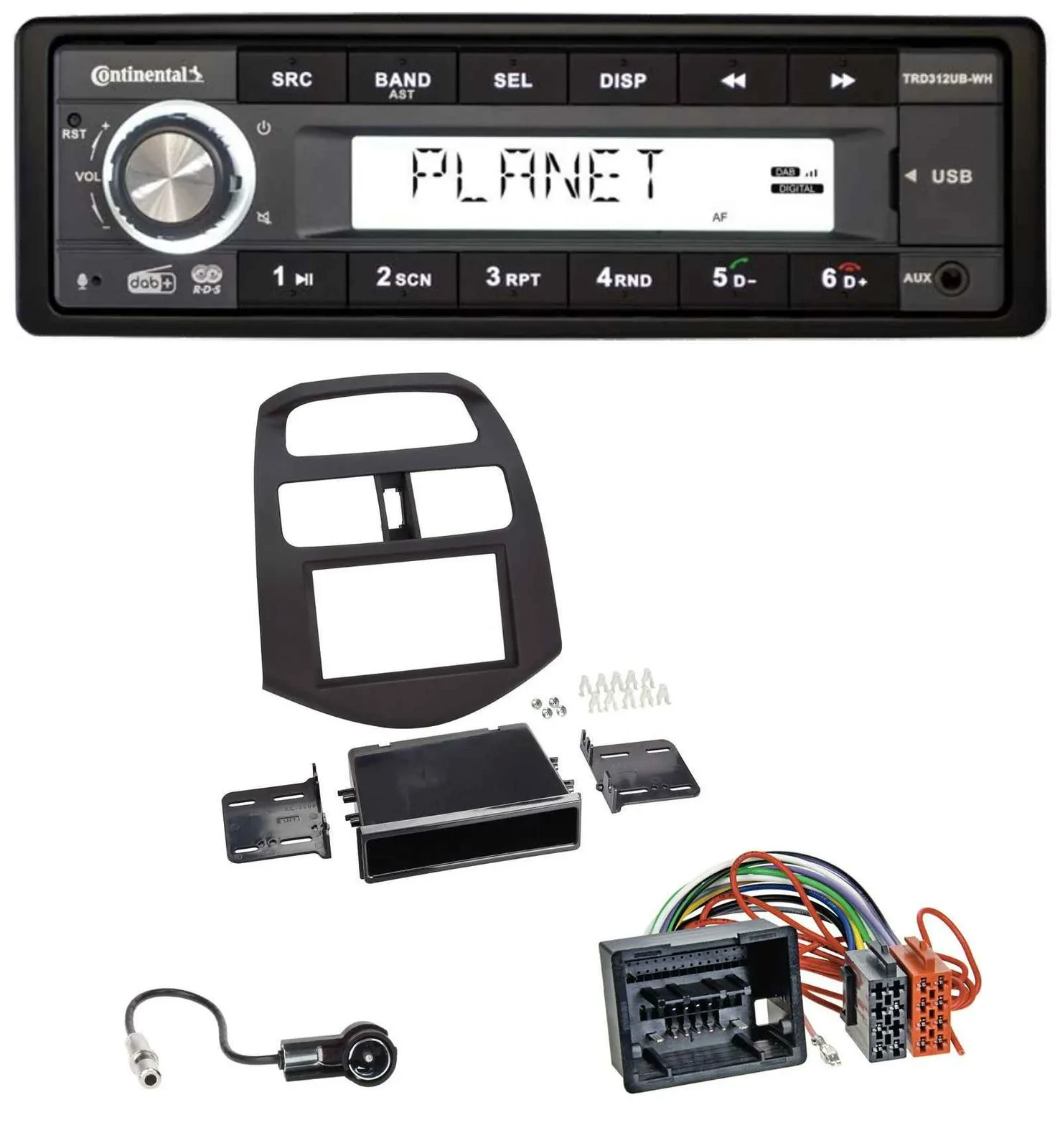 Continental USB 1DIN AUX DAB MP3 Autoradio für Chevrolet Spark (ab 2013)
