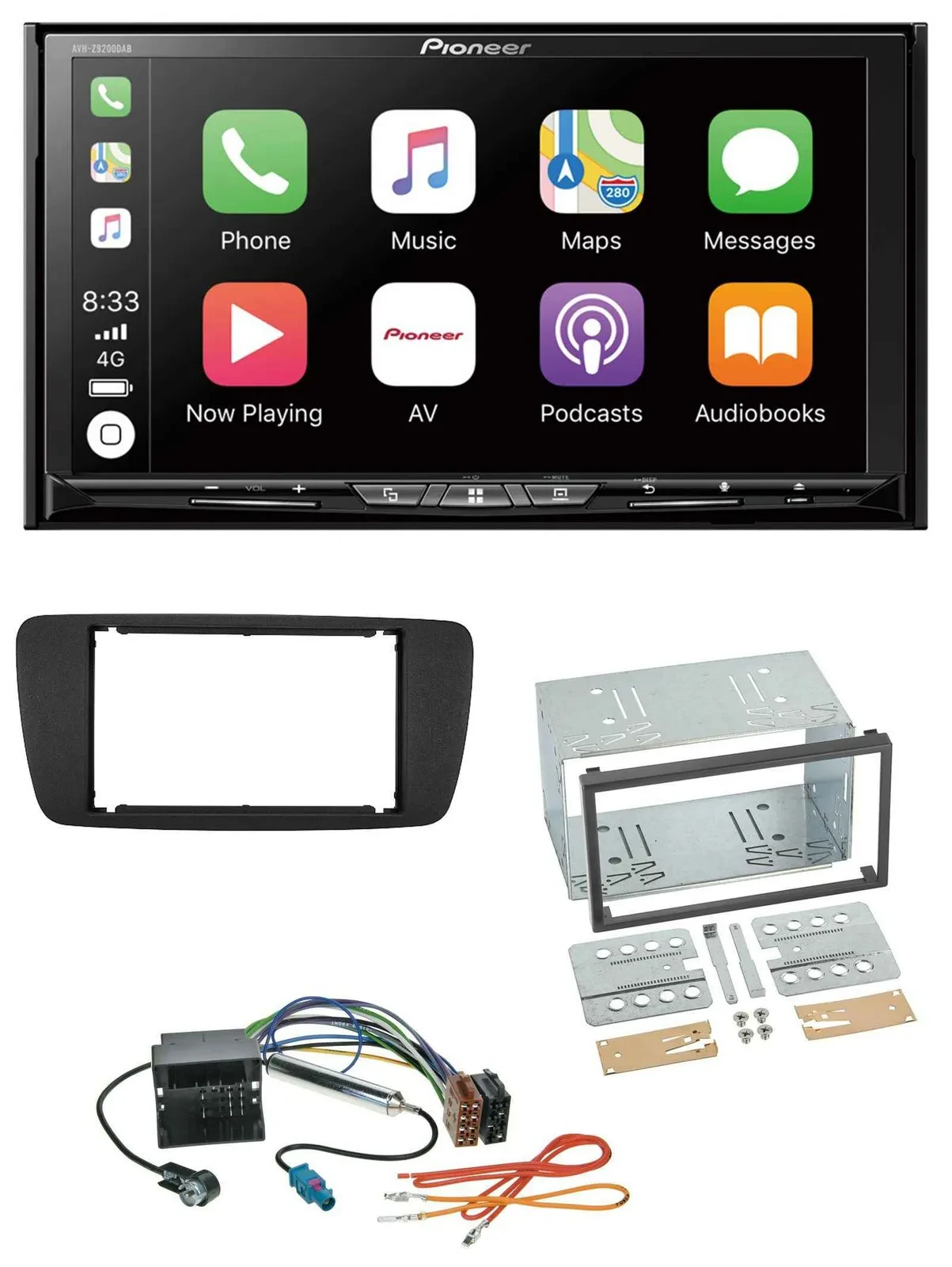 Pioneer 2DIN MP3 USB DAB DVD Bluetooth Autoradio für Seat Ibiza ab 08 nitschwarz