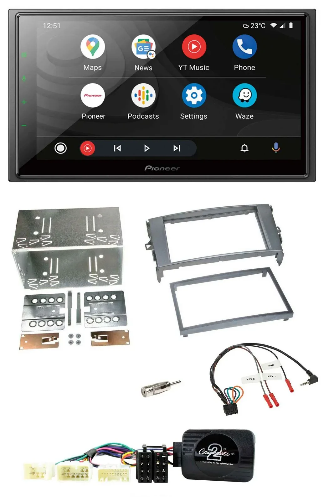 Автомагнитола Pioneer 2DIN, DAB, Bluetooth, USB, для Toyota Auris 2007–2011, антрацит