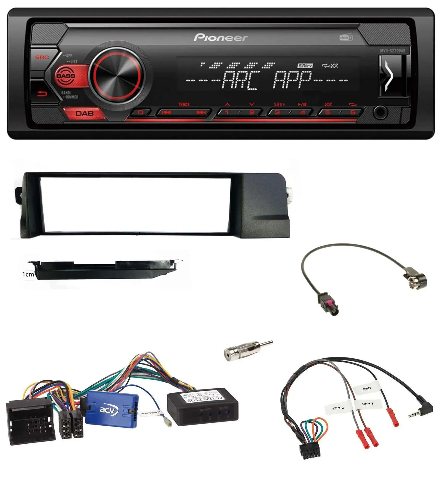 Автомагнитола Pioneer 1DIN, DAB, MP3, USB, совместимая с BMW 3 Series E46 (2001–2007), черная, поддержка управления с руля