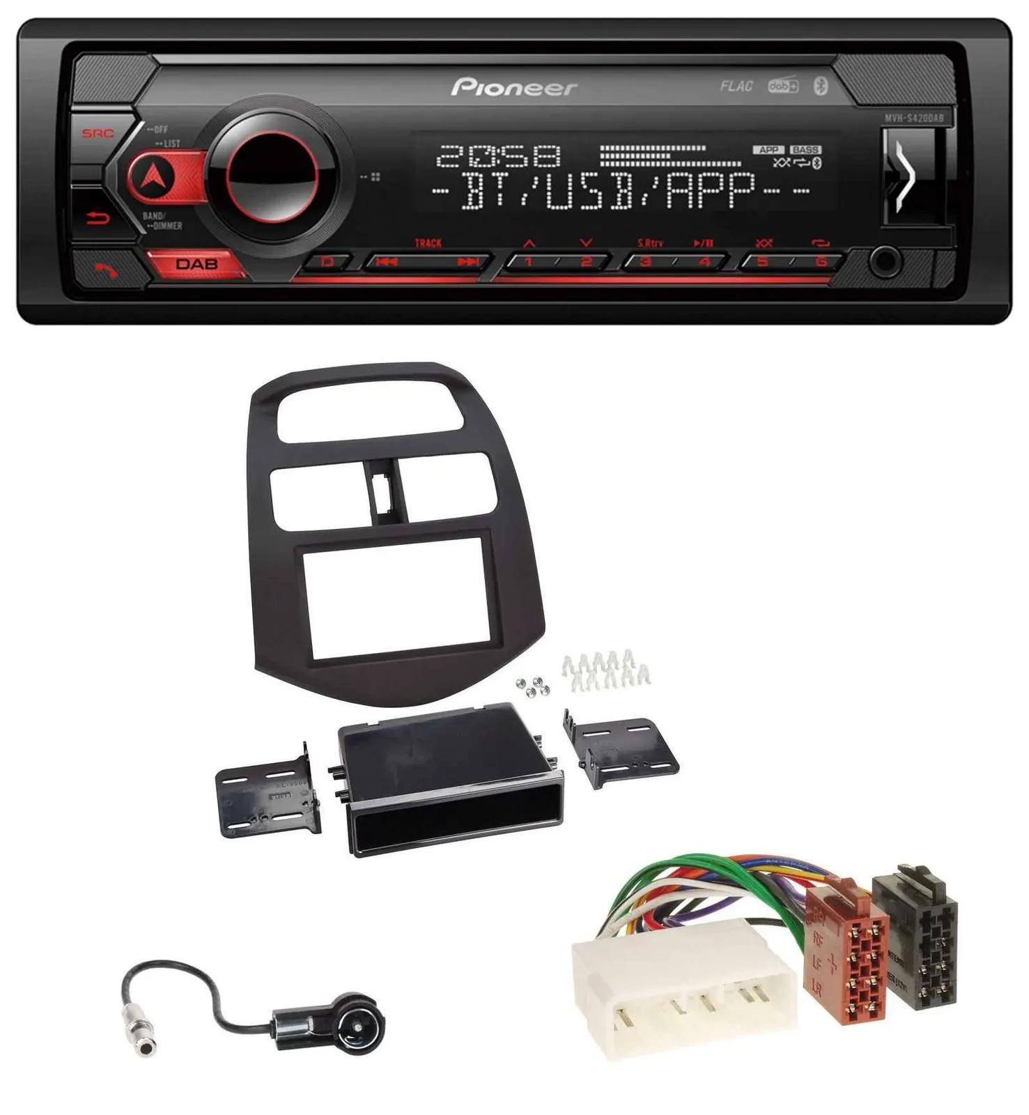 Pioneer MP3 USB DAB Bluetooth Autoradio für Chevrolet Spark (KLM 2012-2013)