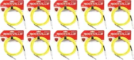 Инструментальный кабель Rockville RCGT10Y Yellow 3 м (10 штук)