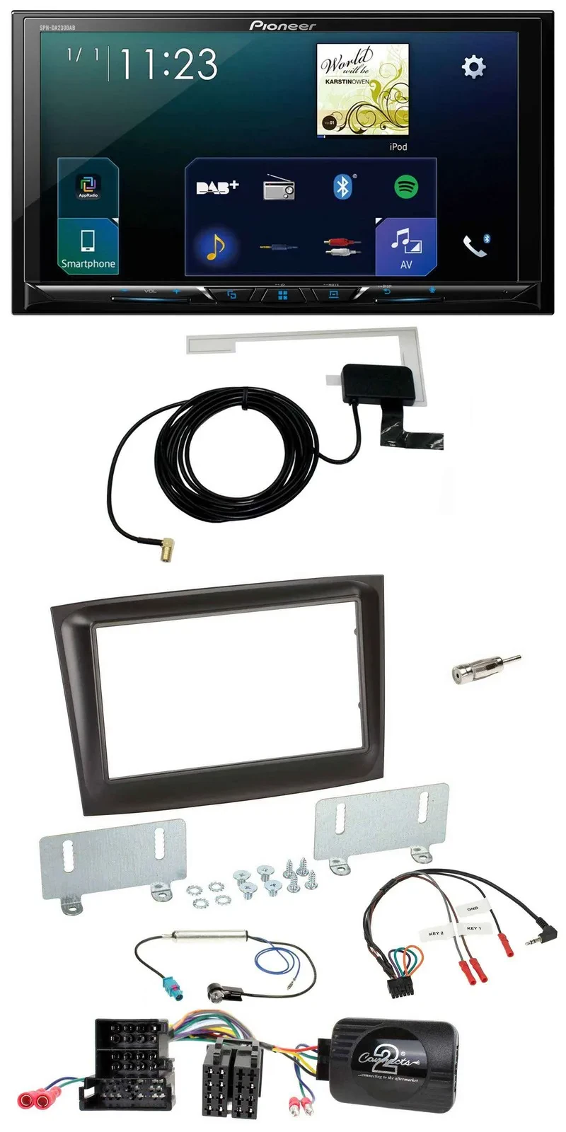 Pioneer 2DIN DAB USB Lenkrad Bluetooth Autoradio für Fiat Doblo Mini-ISO ab 2015