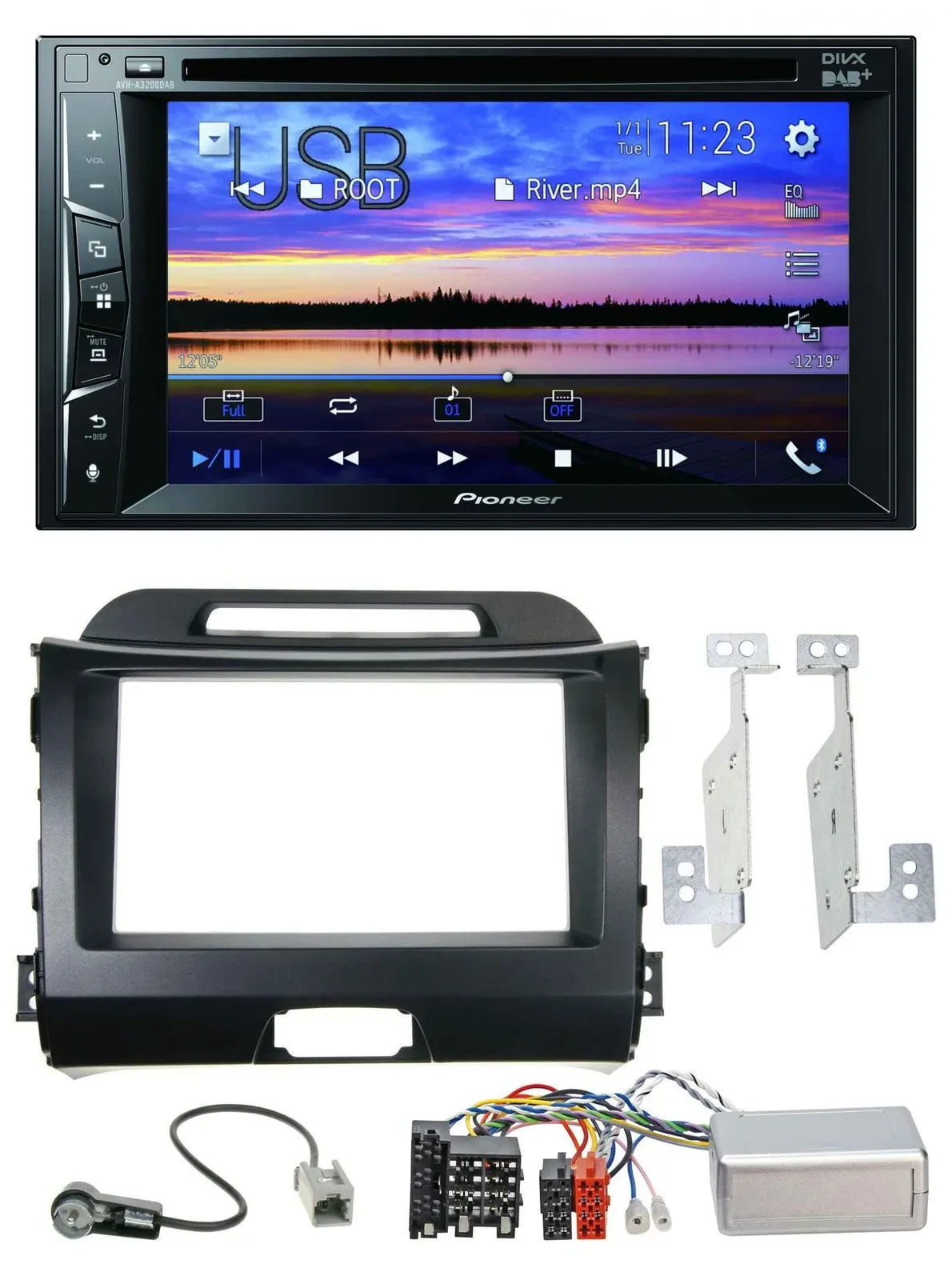 Автомагнитола Pioneer 2DIN Bluetooth USB DVD DAB для Kia Sportage III (2010–2015)