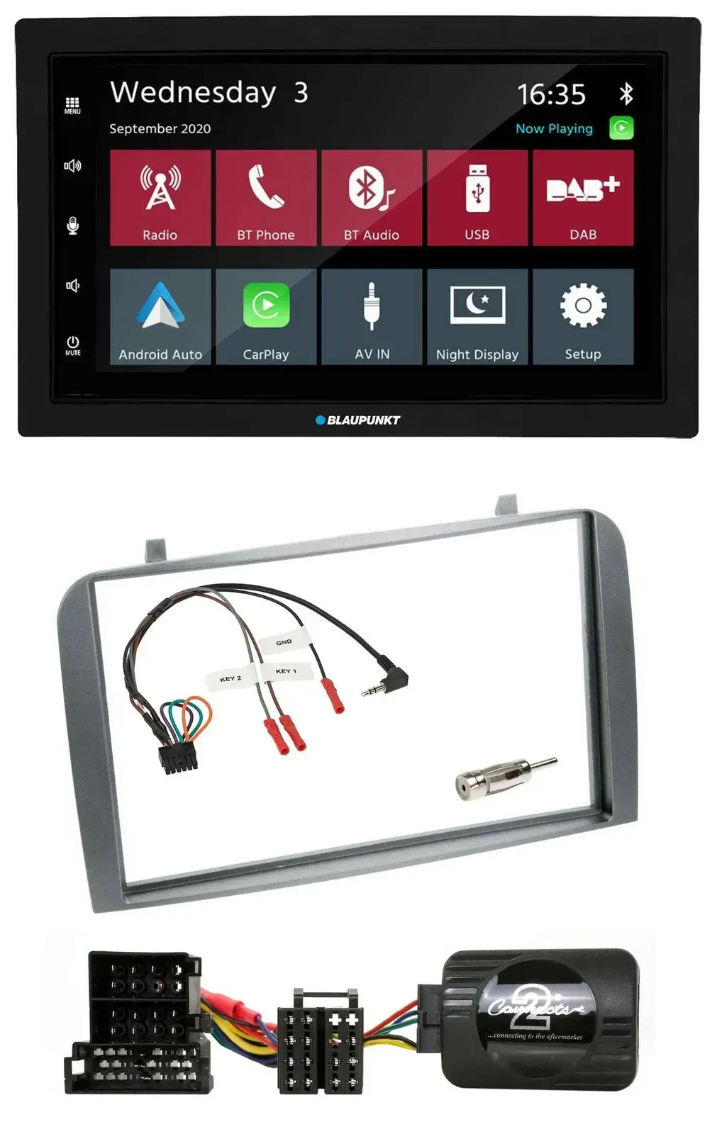 Blaupunkt 2DIN Lenkrad USB Bluetooth DAB Autoradio für Alfa Romeo GT 147 2000-20