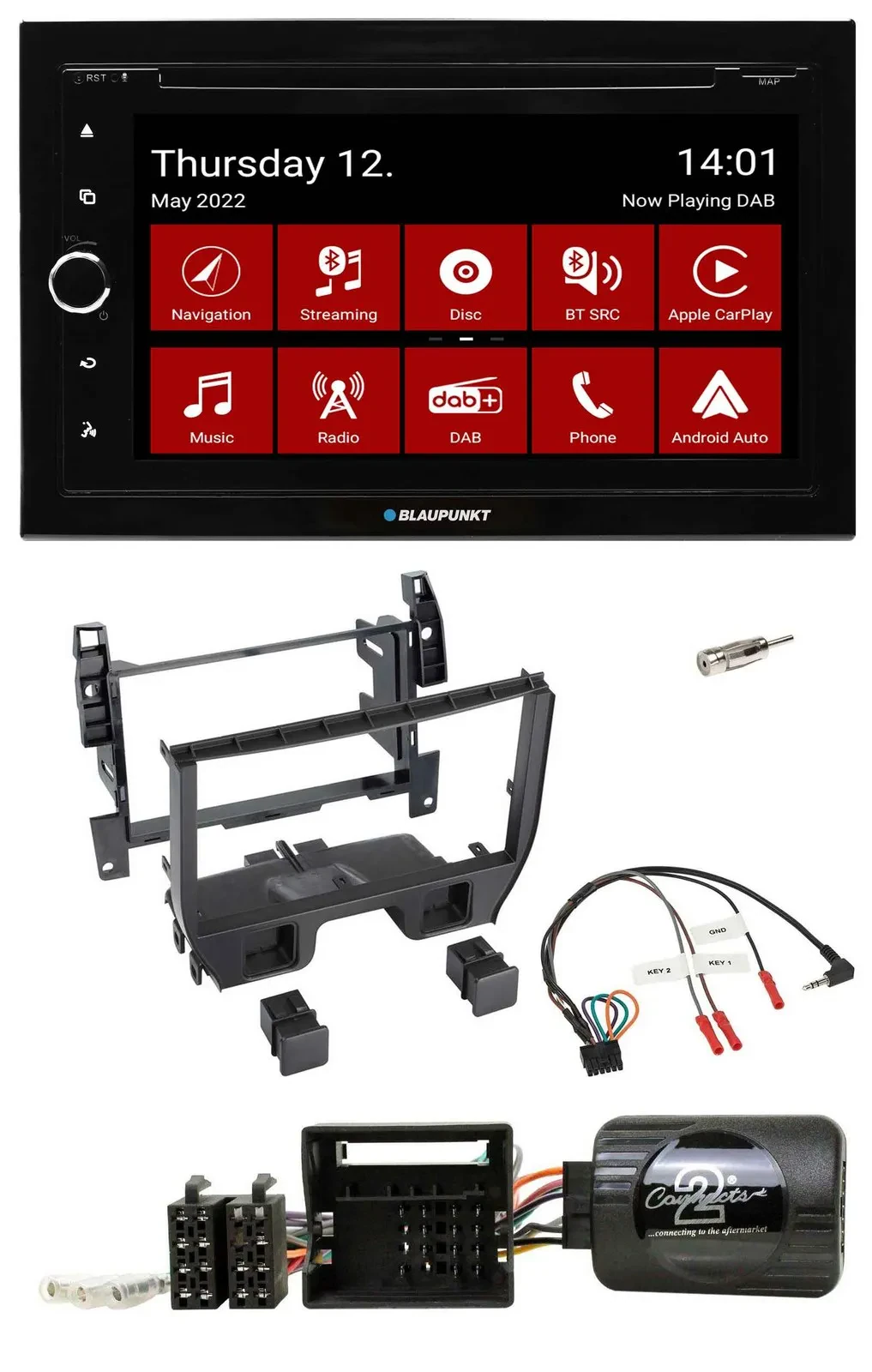 Blaupunkt 2DIN Lenkrad Bluetooth USB TMC DAB Navigation für Citroen C3 2010-2014