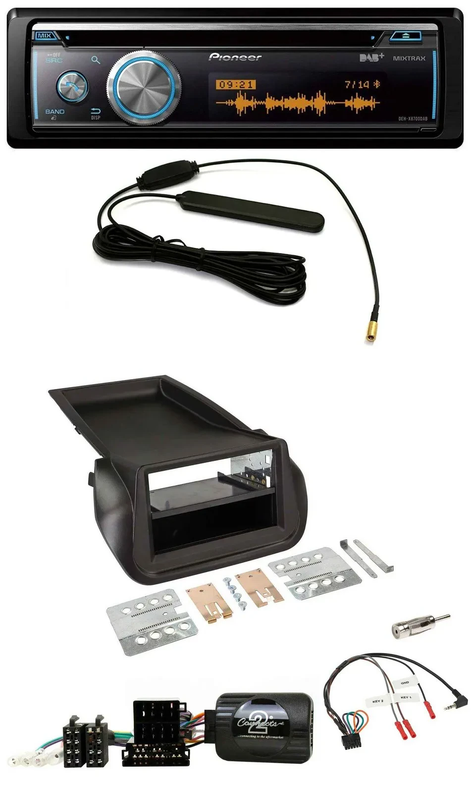 Автомагнитола Pioneer CD USB Bluetooth DAB для FIAT Fiorino (с 2008)