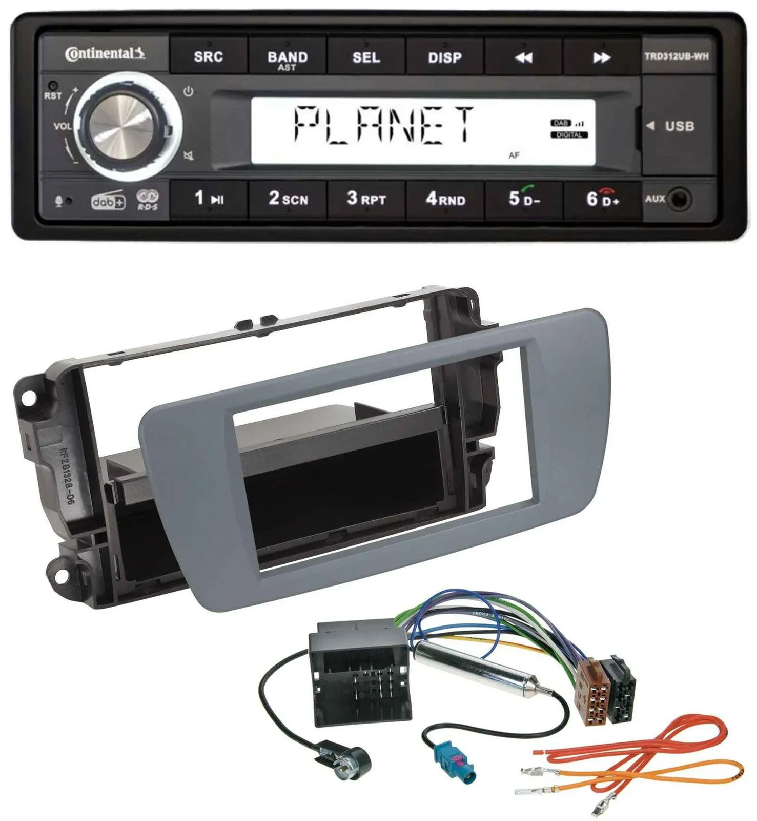 Continental USB 1DIN AUX DAB MP3 Autoradio für Seat Ibiza (ab 08) conemaragrau