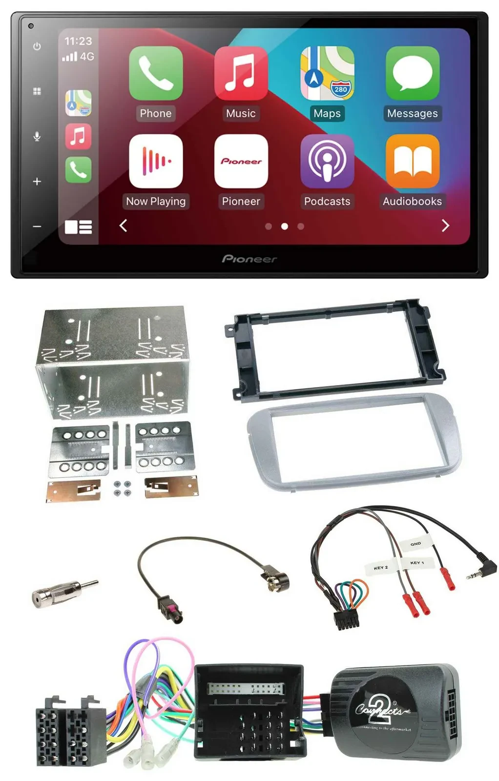 Автомагнитола Pioneer 2DIN DAB Bluetooth USB для Ford Galaxy/C-Max/Focus, серебристая