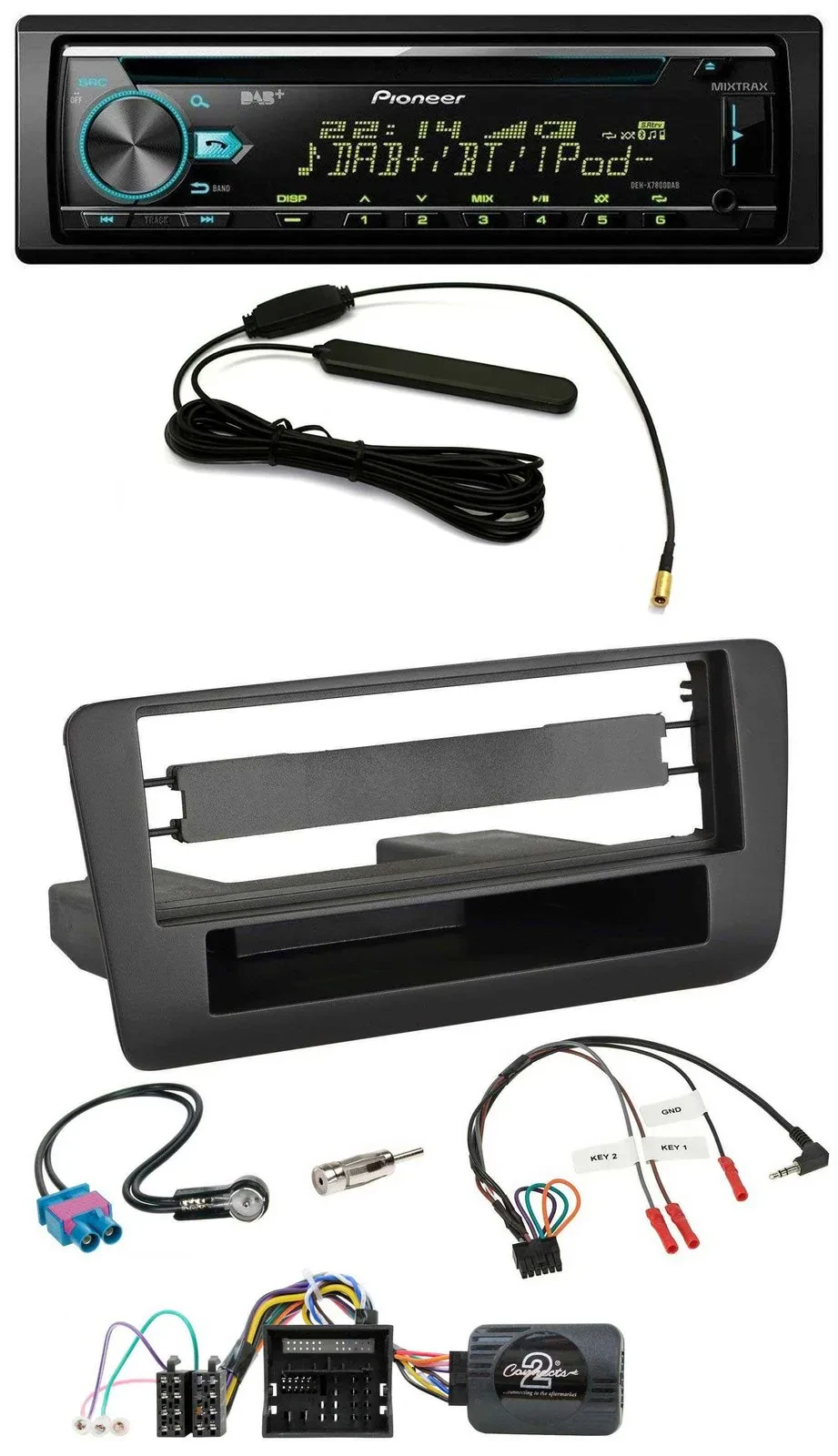 Автомагнитола для Audi A1 (с 2010) Pioneer CD, USB, DAB, совместима с кнопками на руле