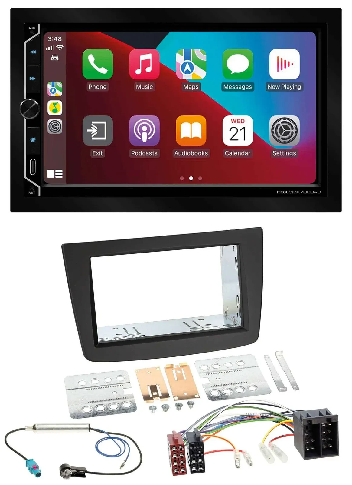 ESX 2DIN DAB USB MP3 Bluetooth Autoradio für Alfa Romeo Mito 08-14 955 ISO schwa