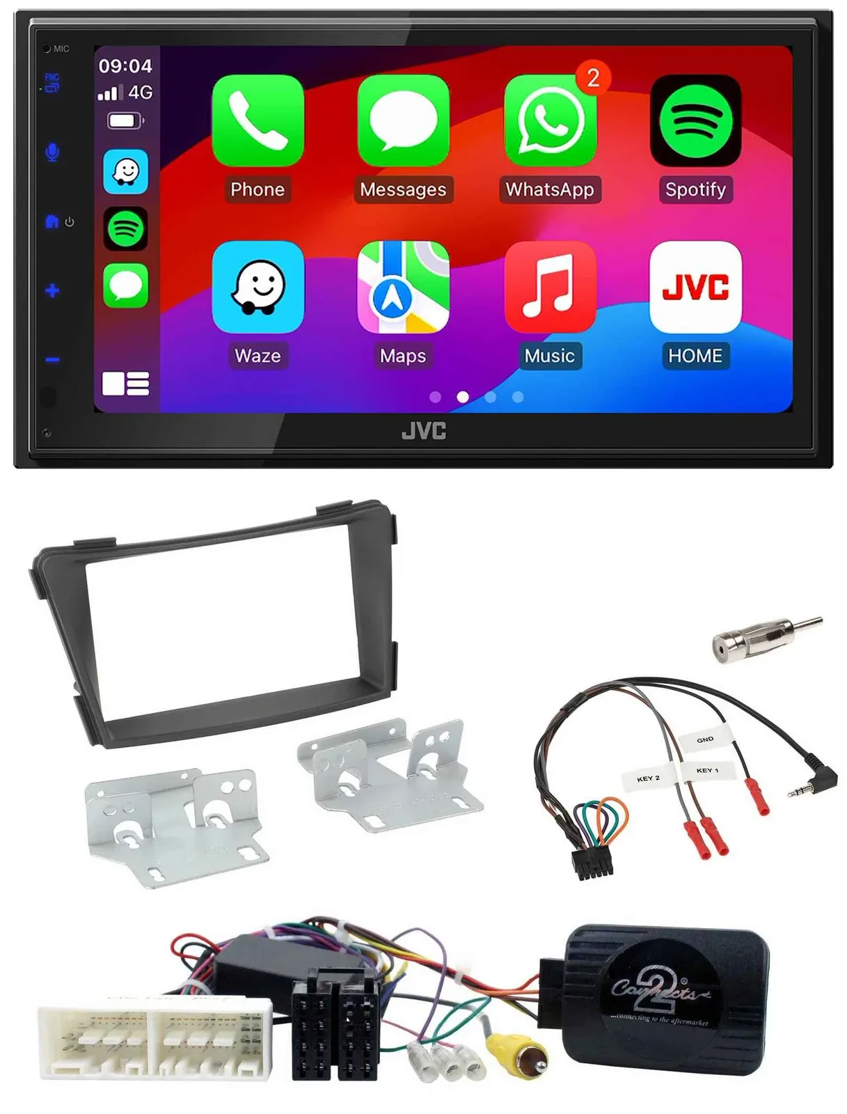 JVC Bluetooth USB Lenkrad 2DIN DAB Autoradio für Hyundai i40 VF ab 16 schwarz