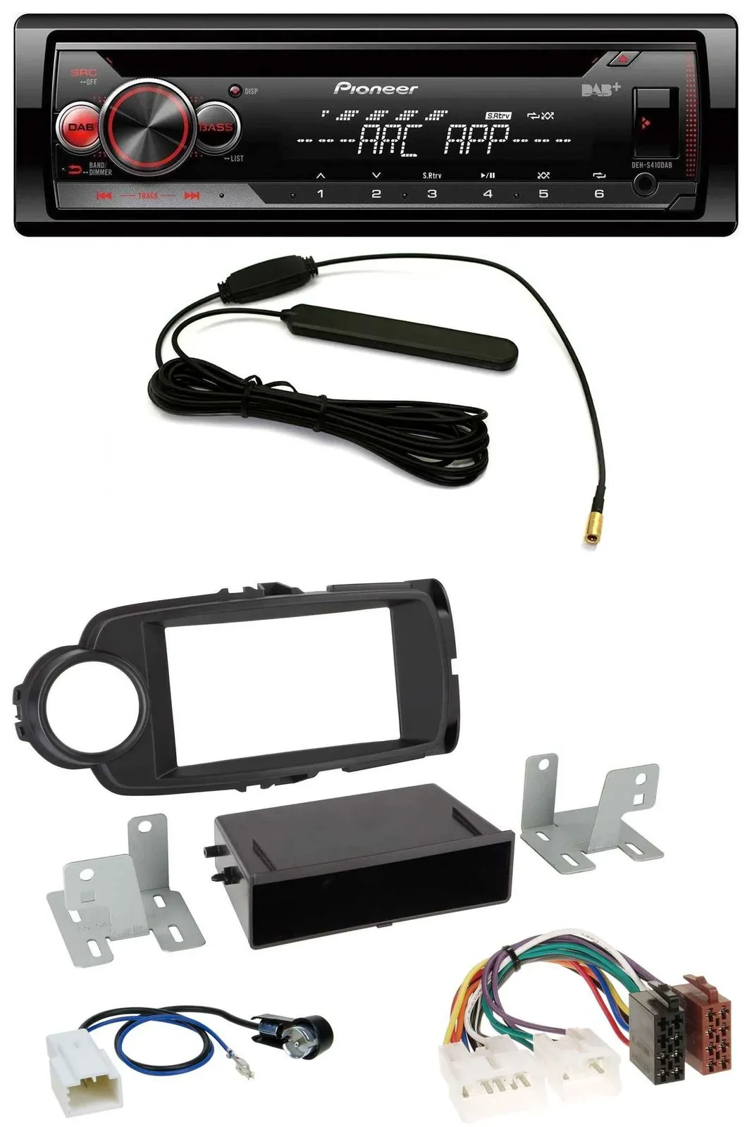 Pioneer CD USB AUX DAB MP3 Autoradio für Toyota Yaris (11-14) - schwarz