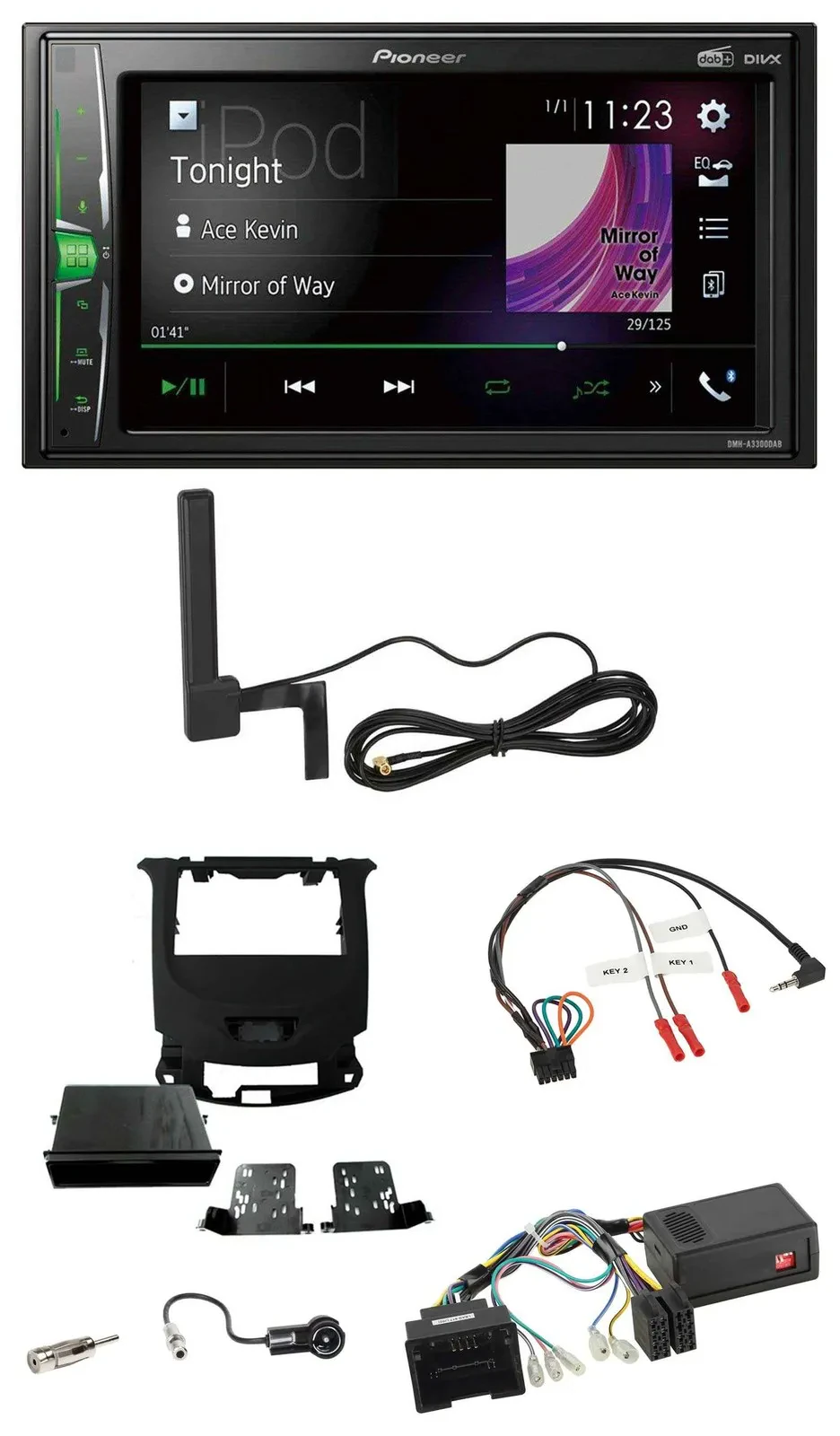 Автомагнитола для Chevrolet Cruze (с 2016) Pioneer 2DIN, DAB, Bluetooth, MP3, поддержка управления на руле